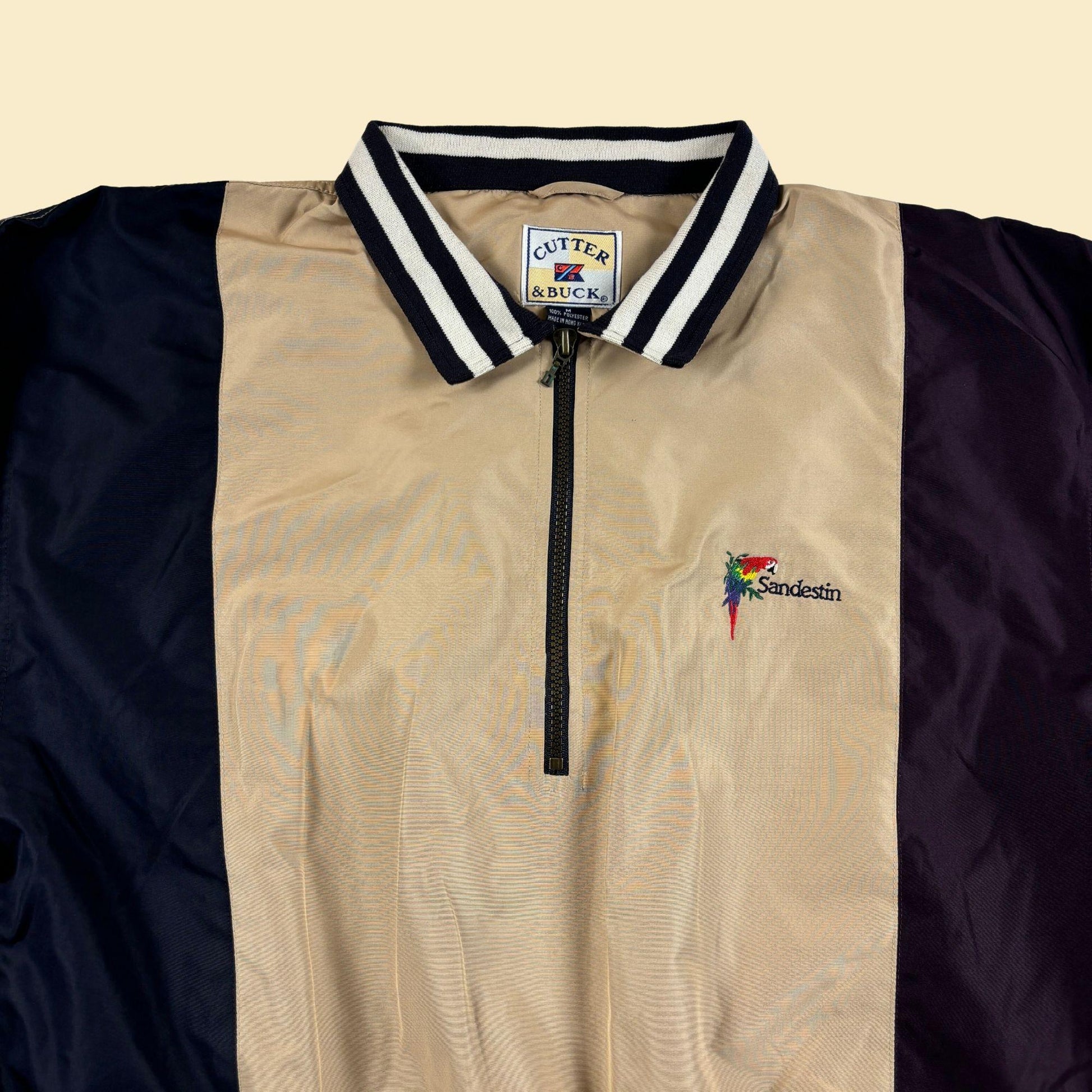 90s/Y2K purple & beige windbreaker jacket, vintage Sandestin Florida half zip pullover