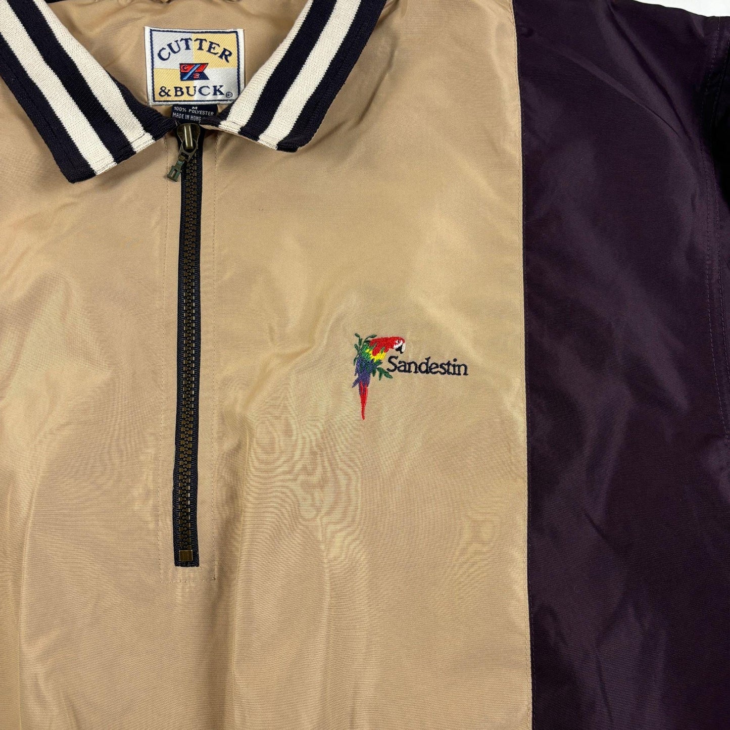 90s/Y2K purple & beige windbreaker jacket, vintage Sandestin Florida half zip pullover