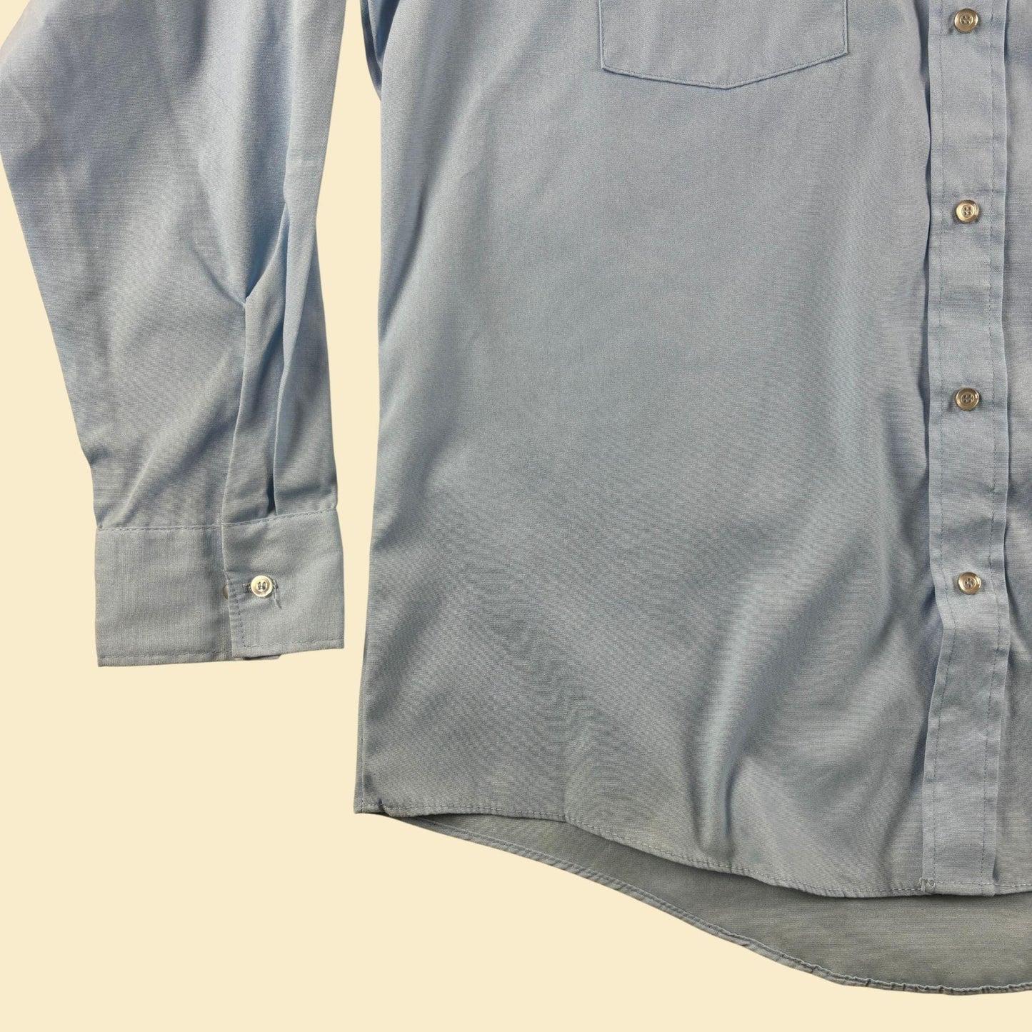 70s/80s Louisiana Gas workwear shirt, size XL vintage pastel blue long sleeve top