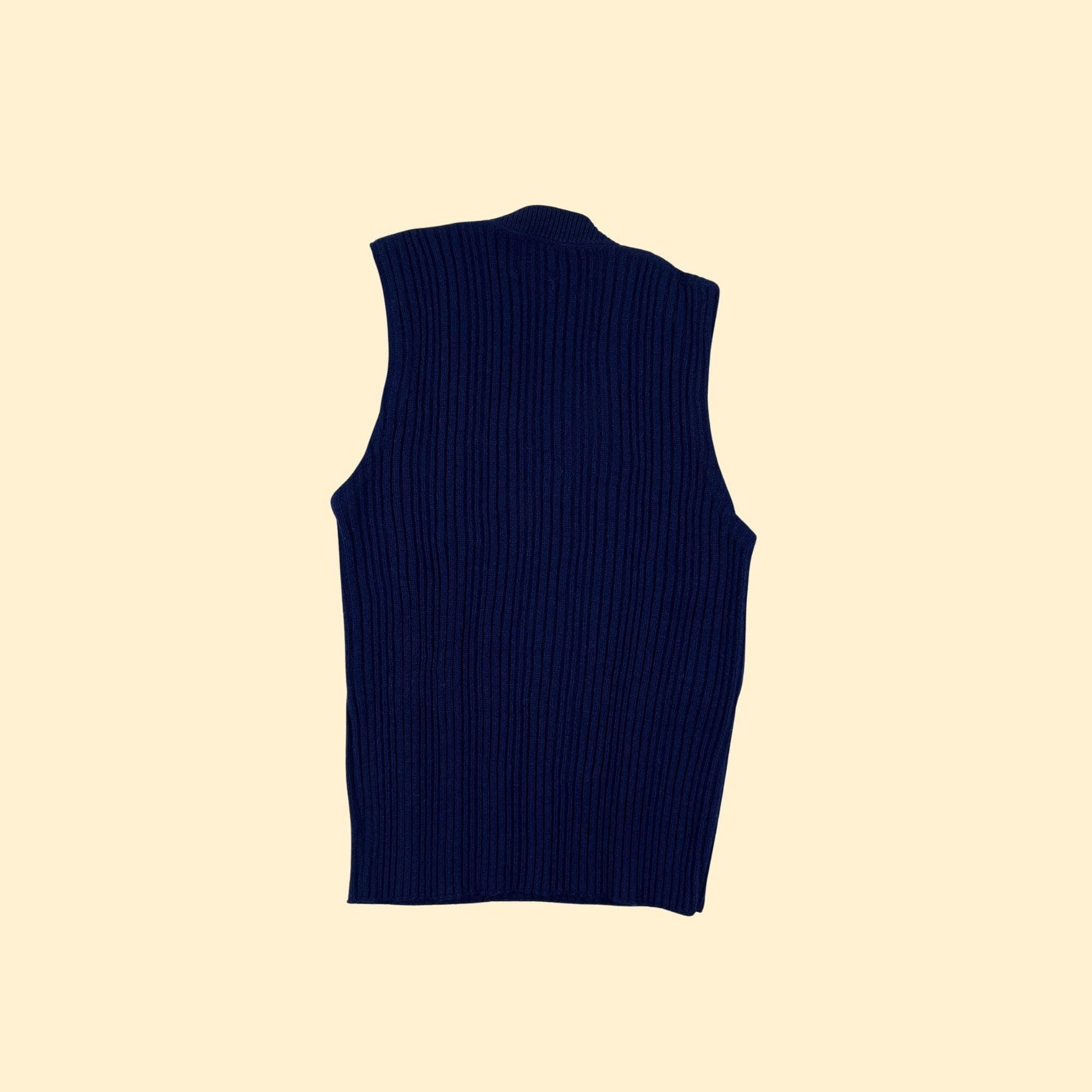 70s M blue sweater vest by Towncraft JCPenney, vintage ribbed knit pullover vest