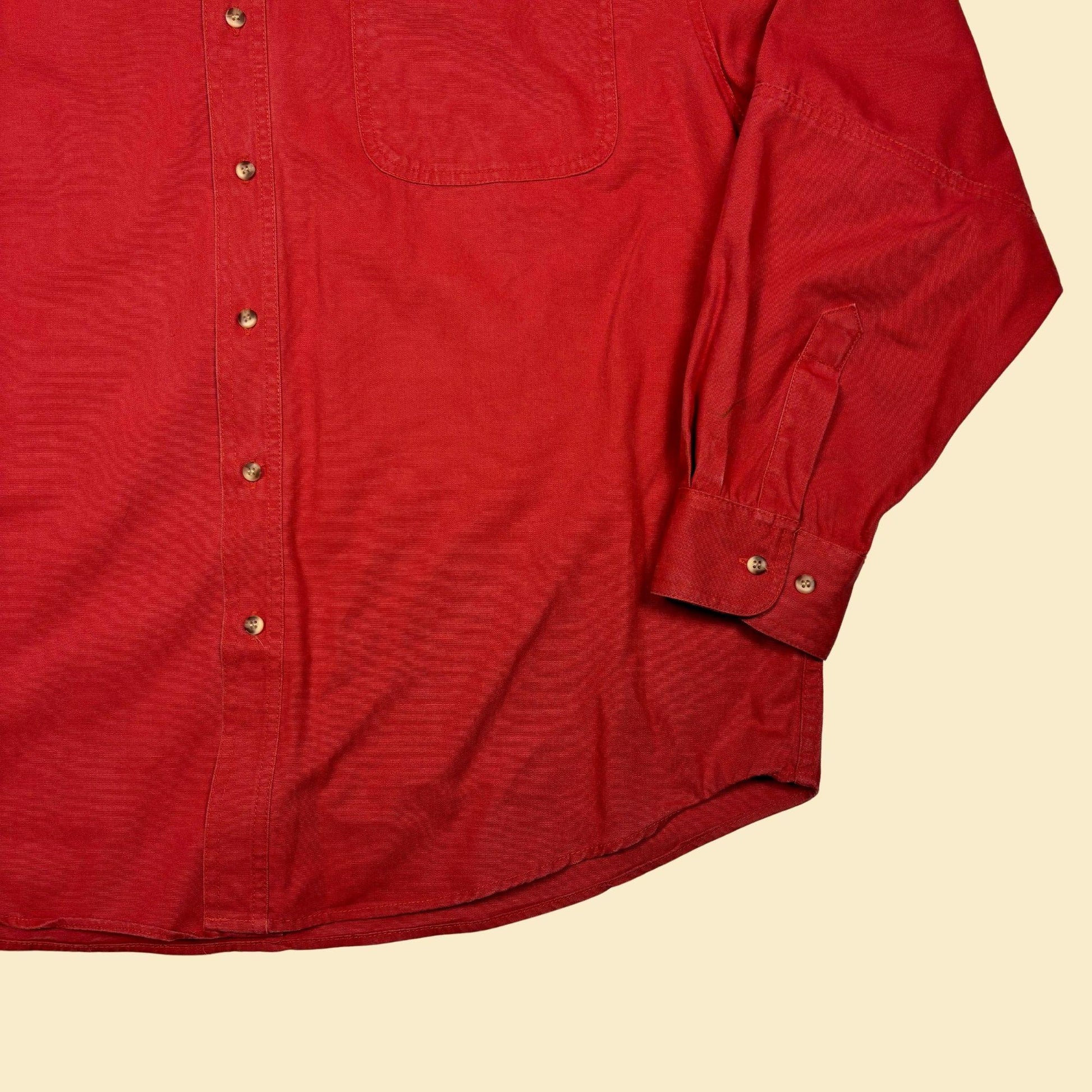 1990s National Wild Turkey Foundation shirt, vintage XL red cotton button down men's shirt