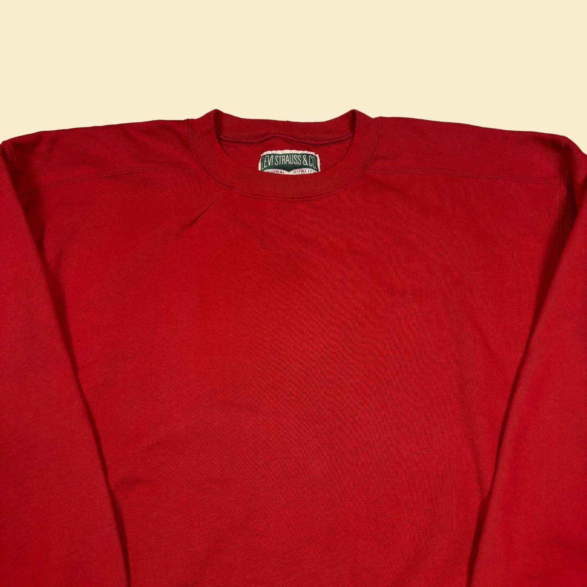 90s/Y2K Levi Strauss & Co crewneck sweatshirt, size L vintage solid red pullover crew