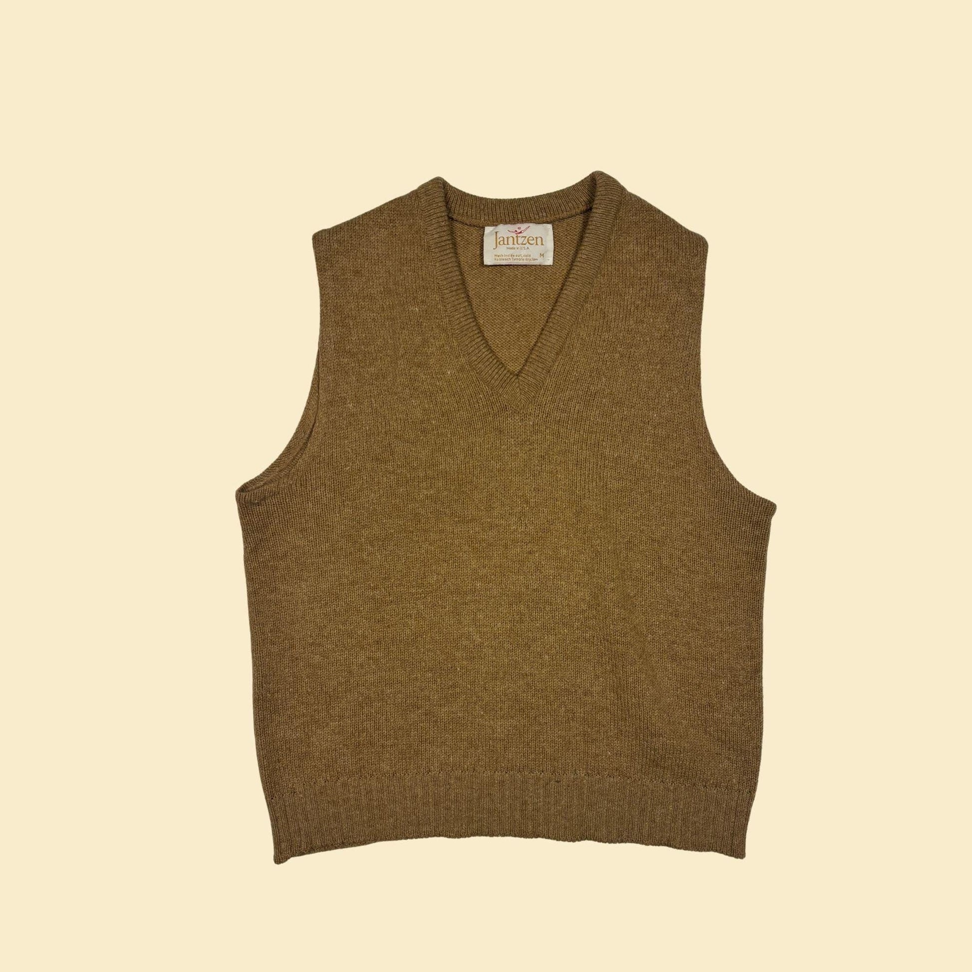 1970s Jantzen M vest, vintage beige/brown knit sweater vest