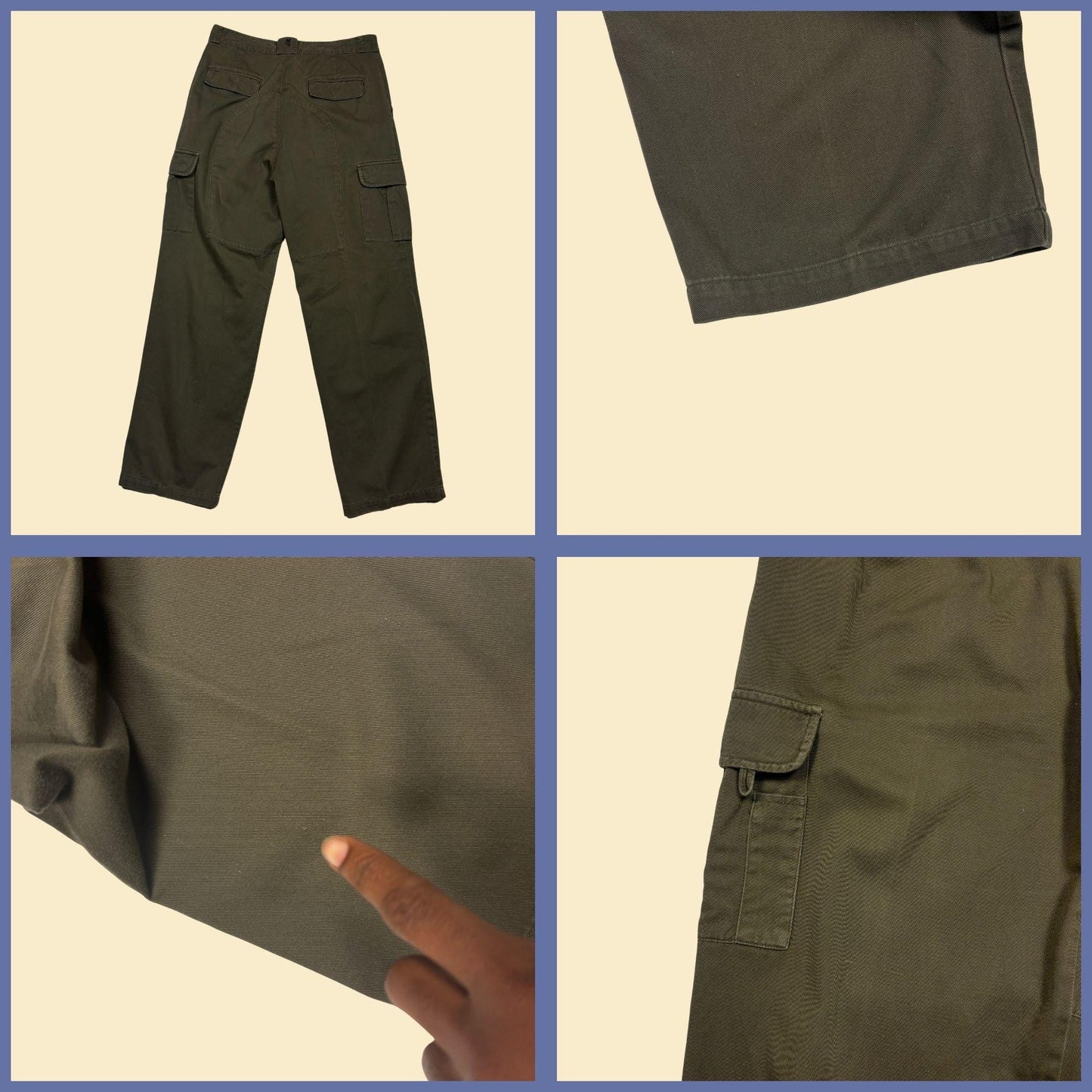 1990s Browning size 36 cargo pants, vintage green cotton hunting pants w/ big pockets