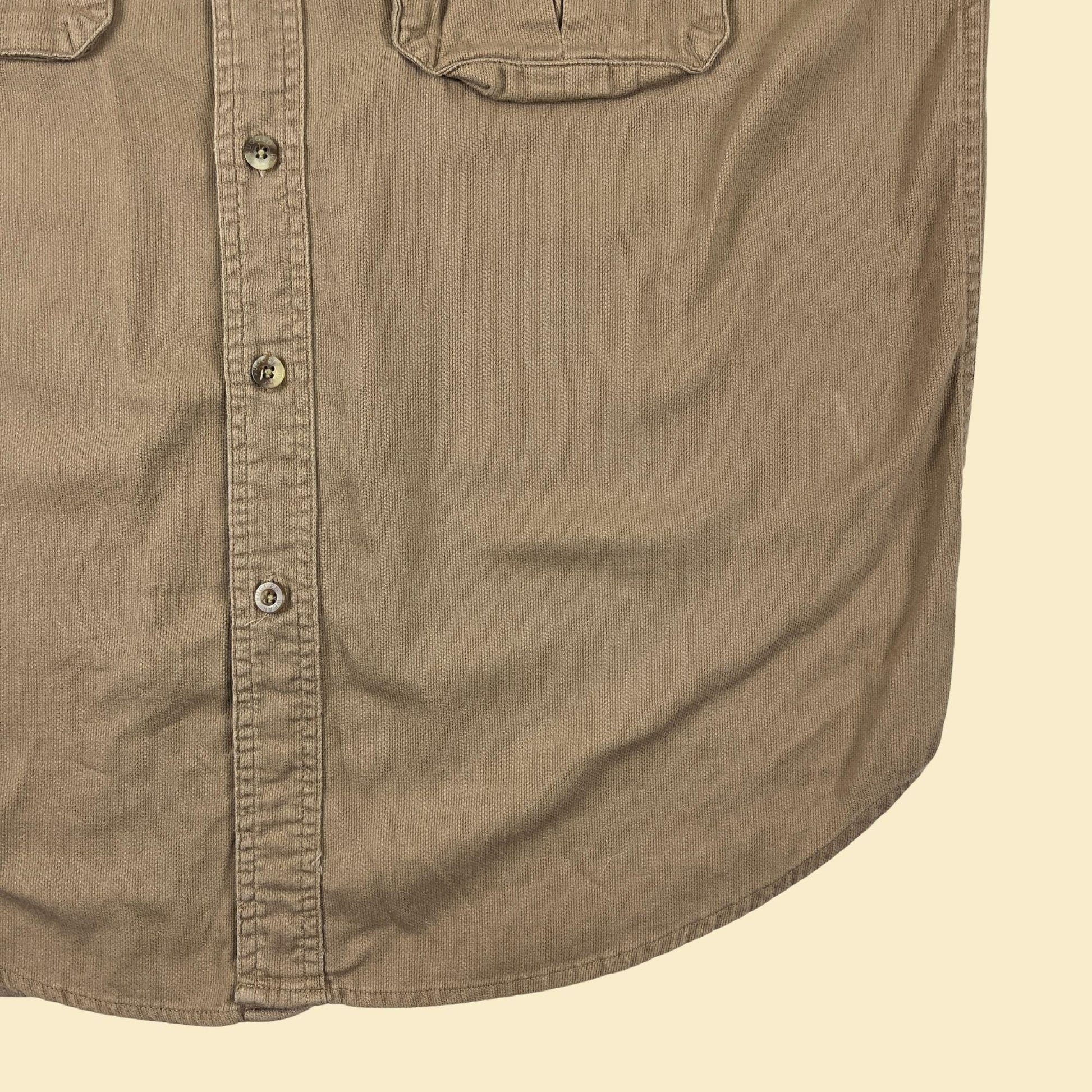 90s/Y2K L Wrangler shirt, vintage brown/khaki short sleeve button down