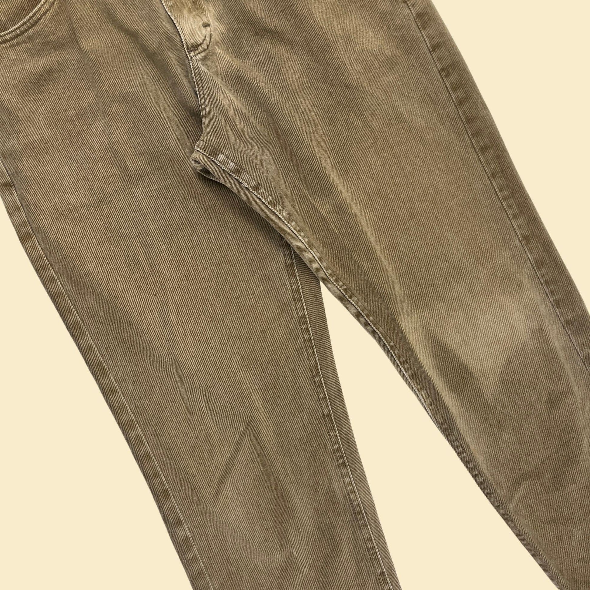 1980s L.L. Bean 32x29 tan denim pants, vintage men's straight leg khaki jeans