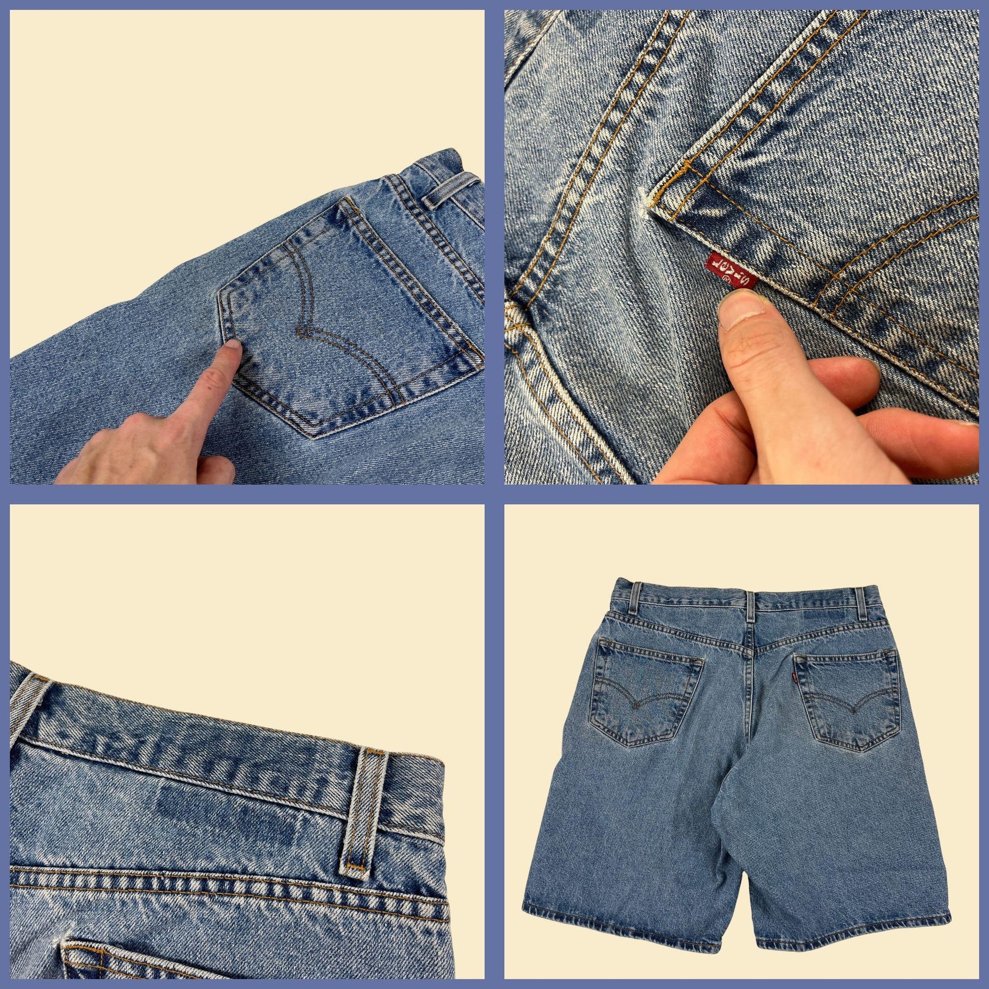 Y2K Levi's 550 denim shorts, size 36 vintage 2000s medium wash men's jeans shorts