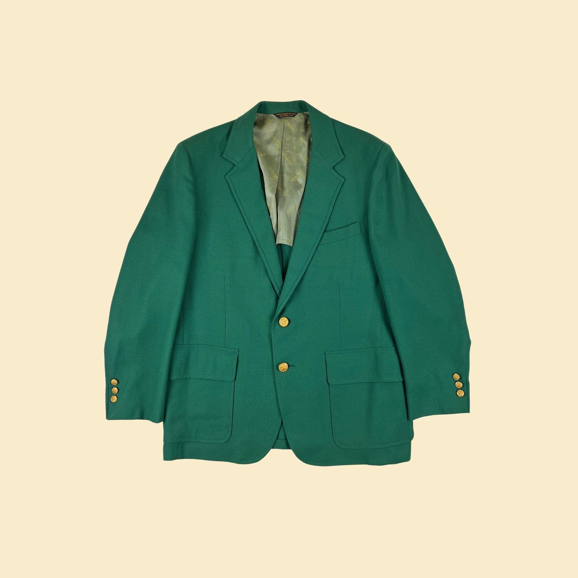 1970s green sports coat by John Weitz for Belk Simpson Co, vintage size 45 (est.) men's blazer jacket