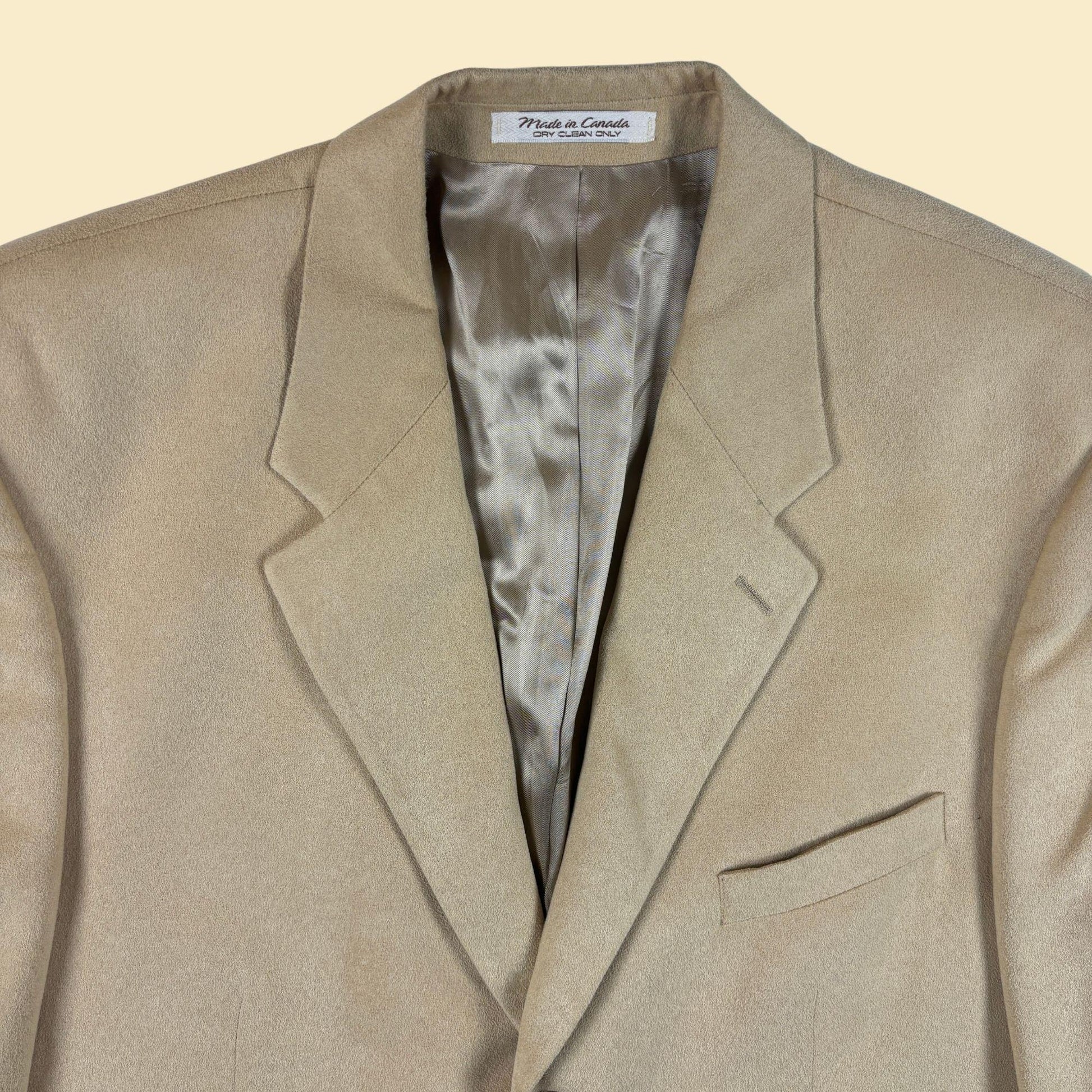 1990s beige 44 suit jacket by Brandini for Robinsons-May, vintage men's tan blazer/sports coat