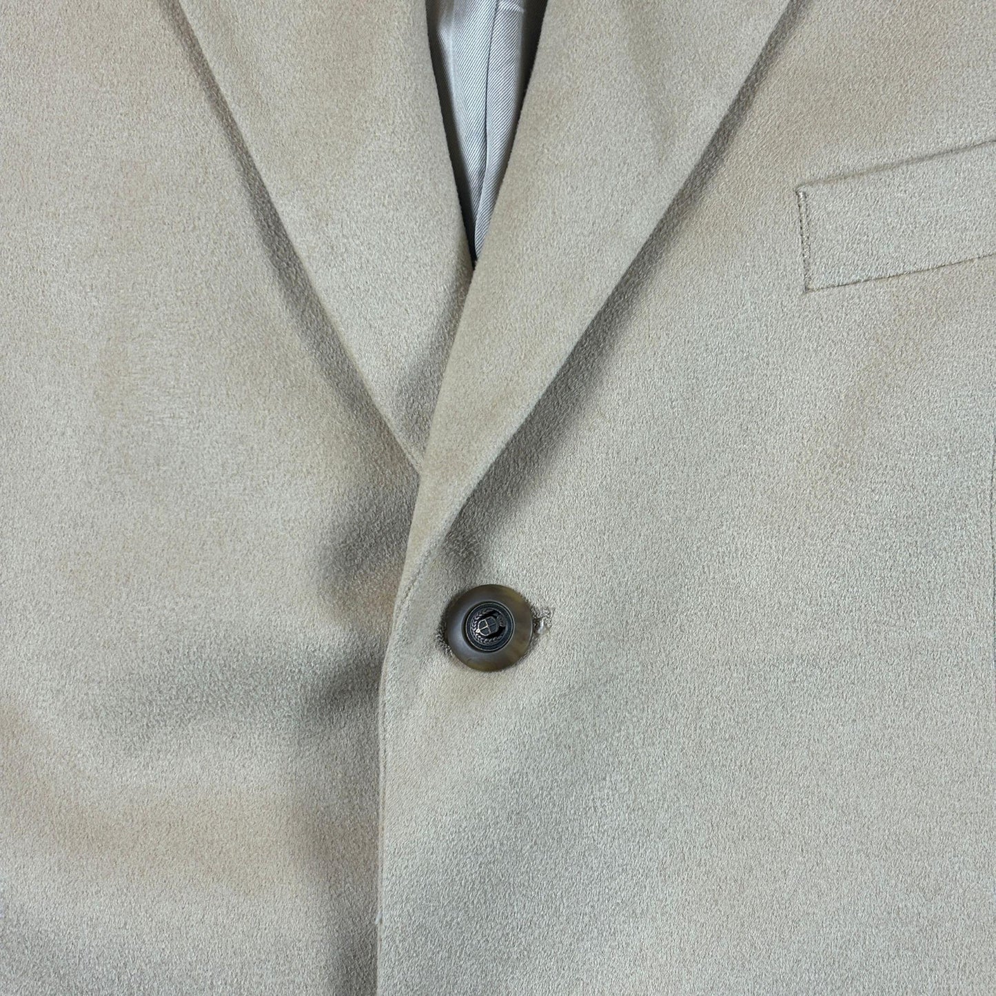 1990s beige 44 suit jacket by Brandini for Robinsons-May, vintage men's tan blazer/sports coat