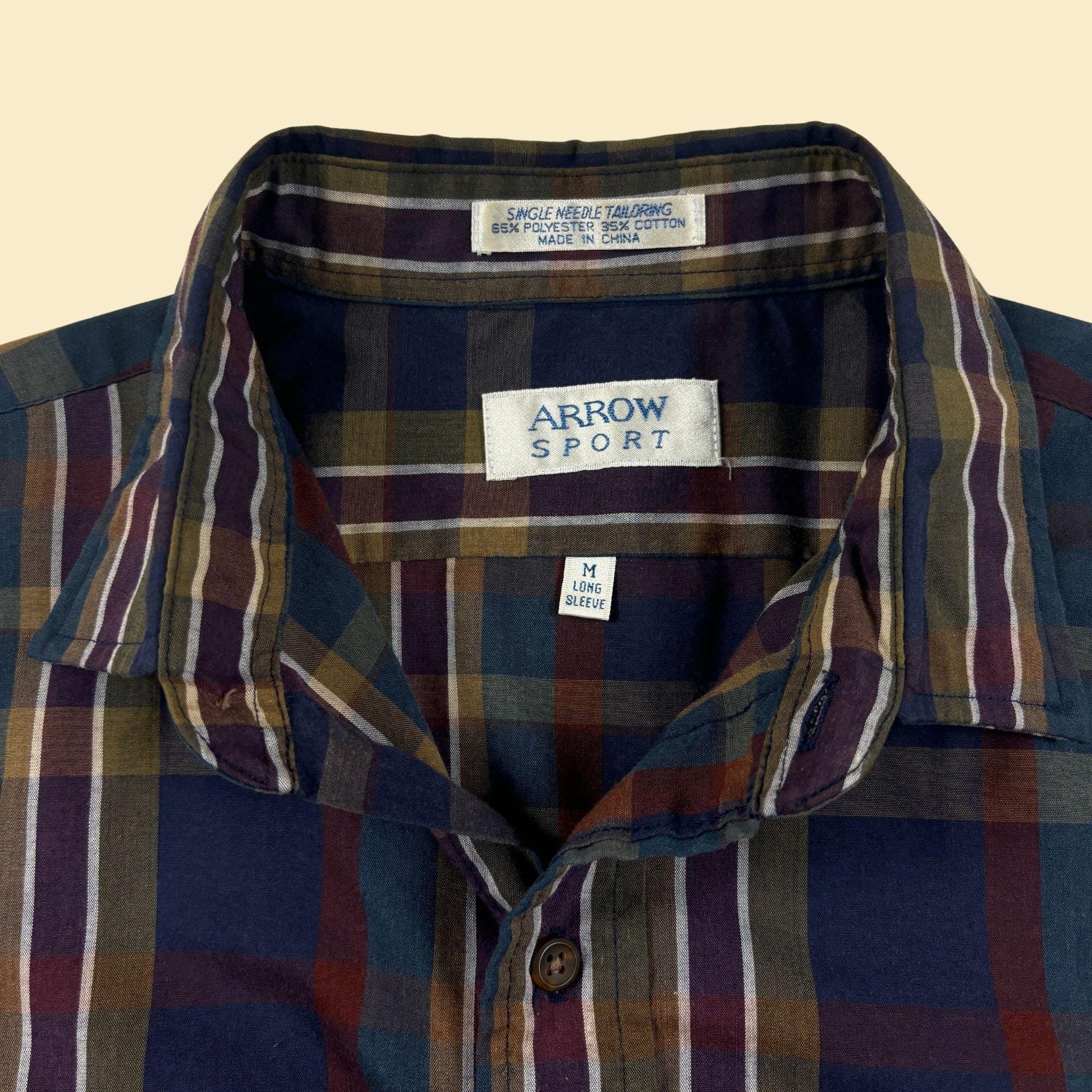 1980s M blue plaid shirt by Arrow Sport