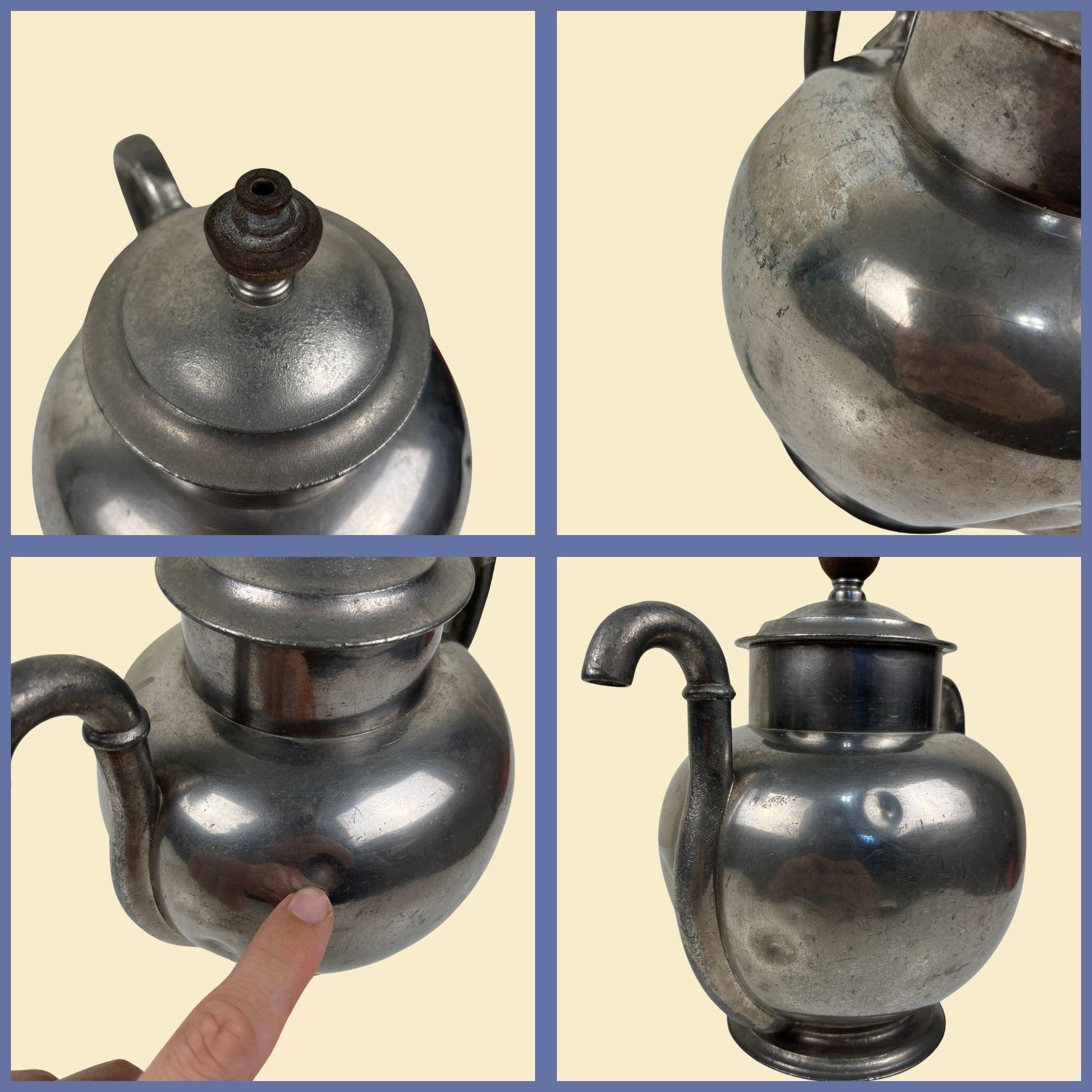 1880s Paine Diehl & Co self pouring tea pot, antique silver-toned Boston Brit Co teapot