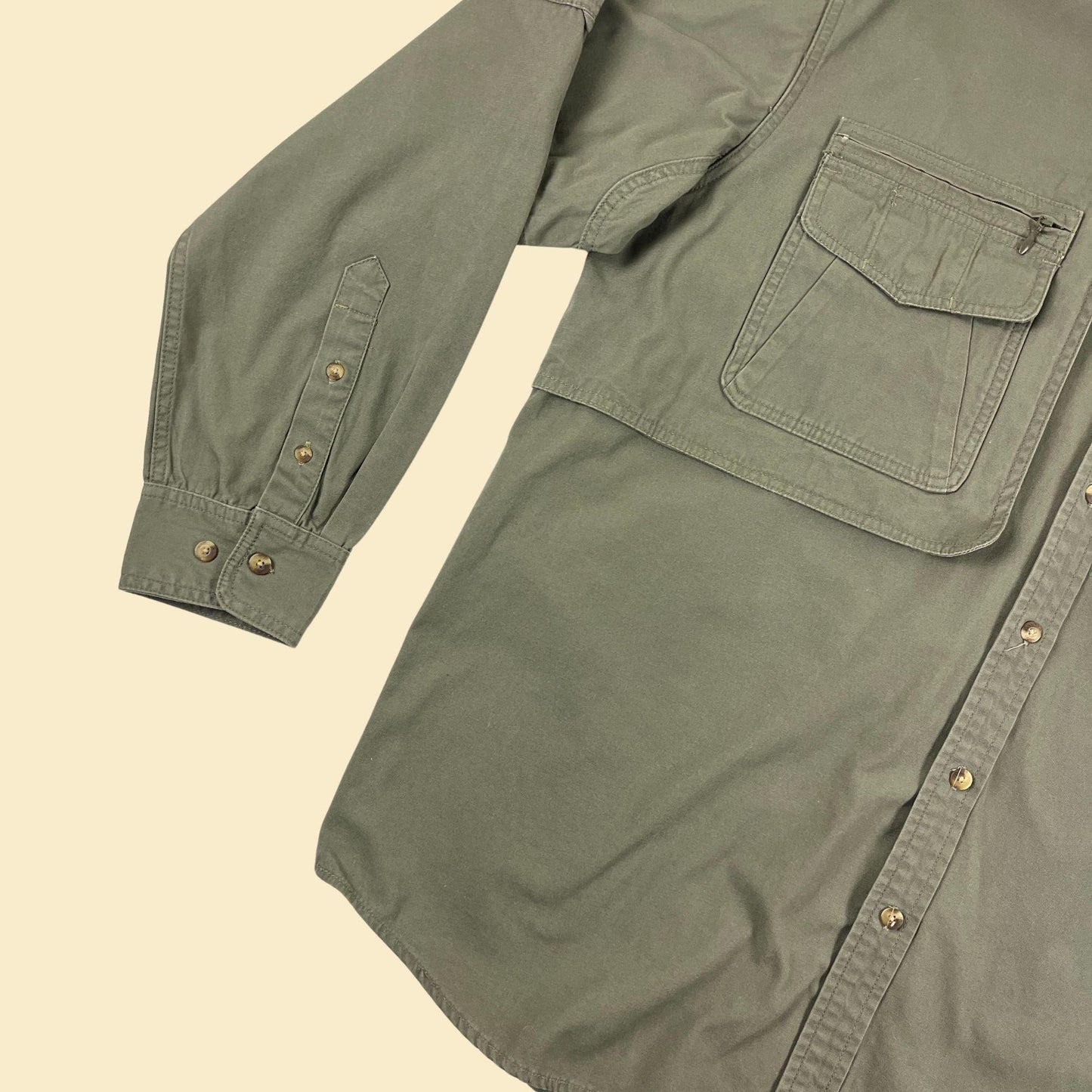 1990s Gander Mountain XL shirt, vintage olive green button down outdoors/hunting button down long sleeve