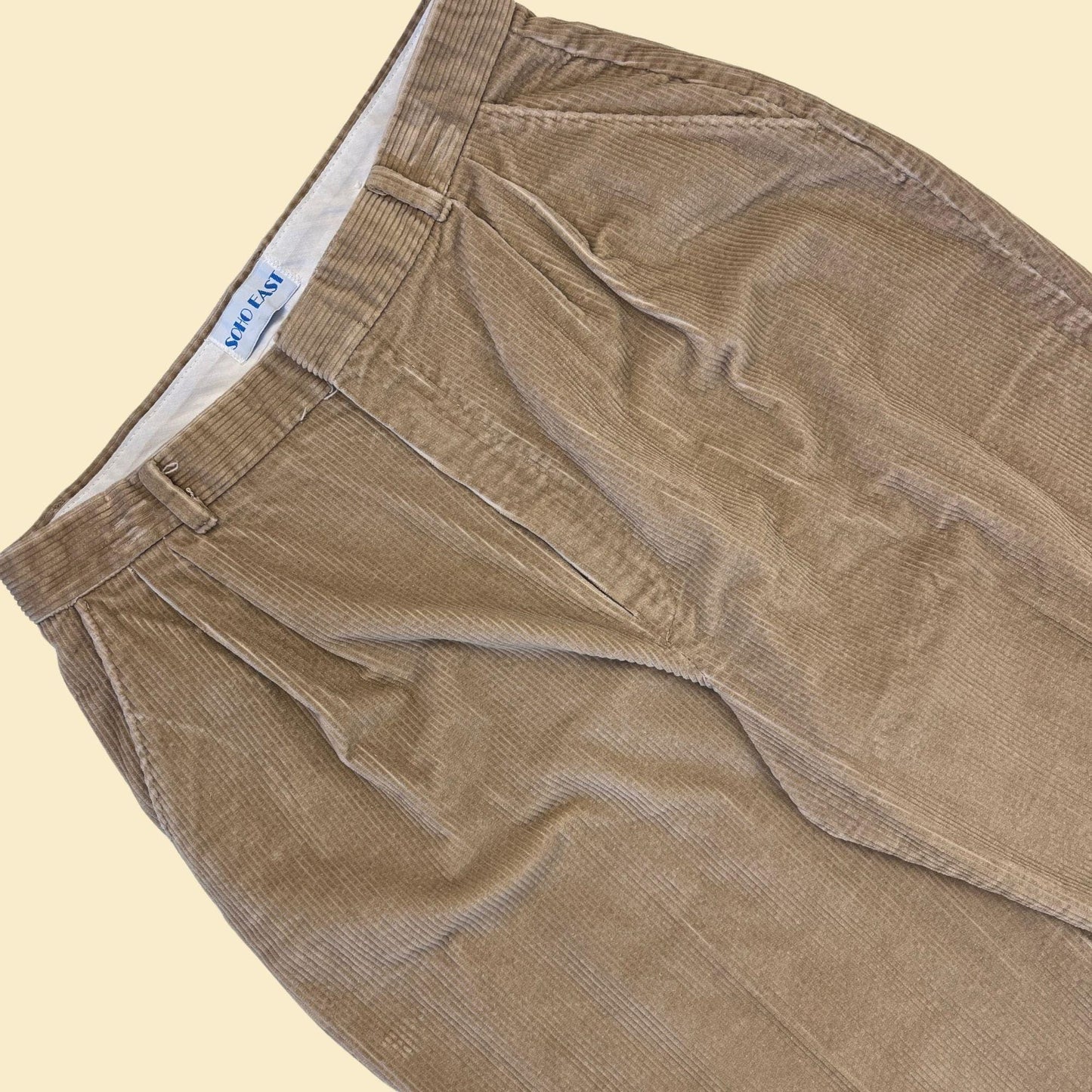 70s/80s corduroy pants by Soho East, vintage women's 31" waist beige/brown highrise pants