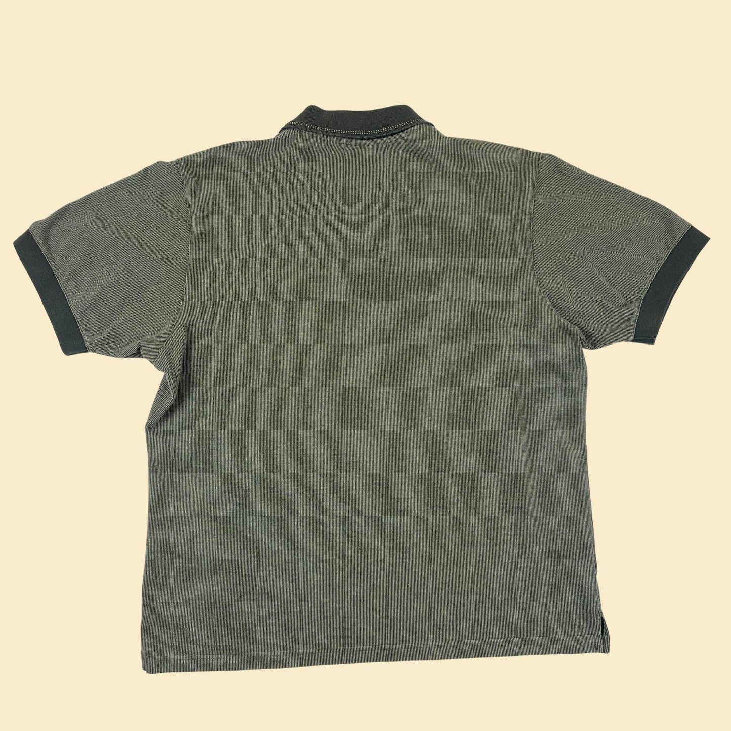 90s L green polo shirt by Natural Issue, vintage men's dual-tone green short sleeve top