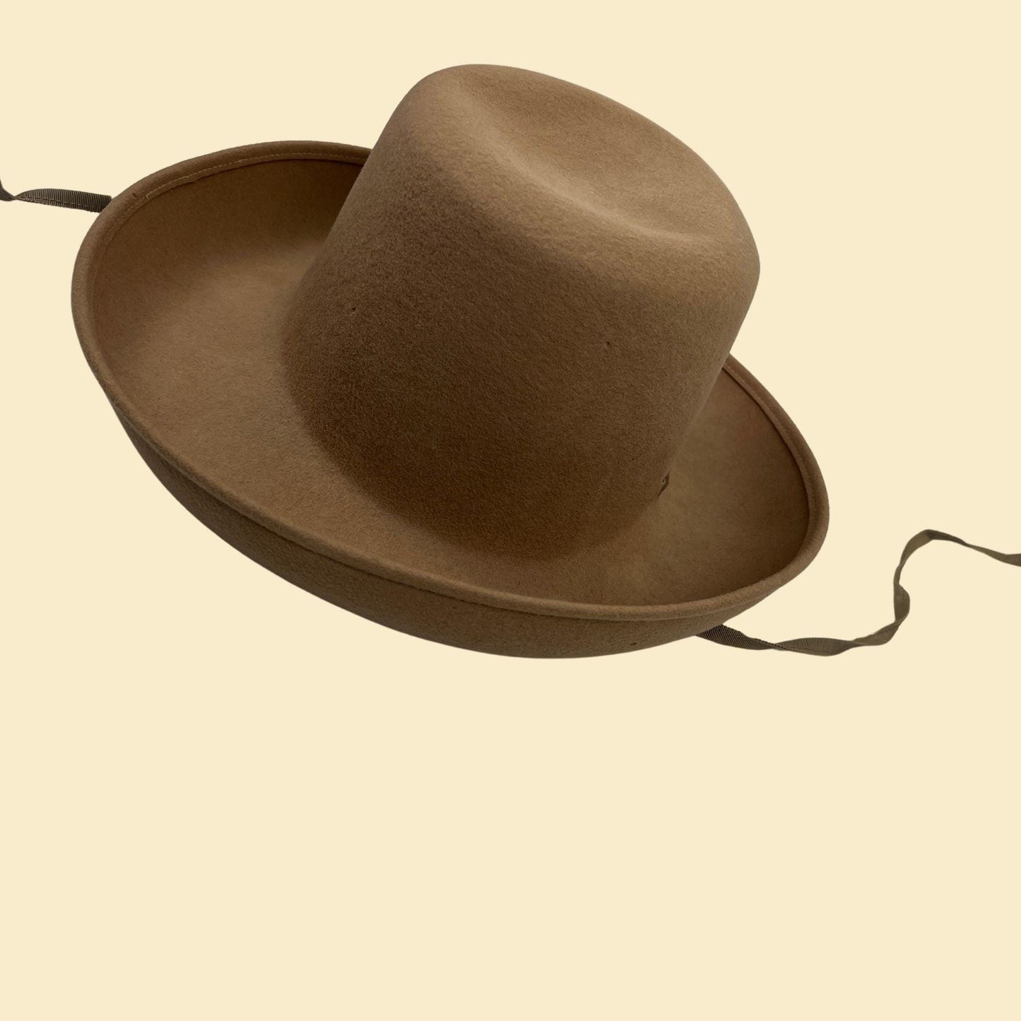 1960s Mr. Charles felt fedora brim hat, beige/tan vintage western style hat w/ rope