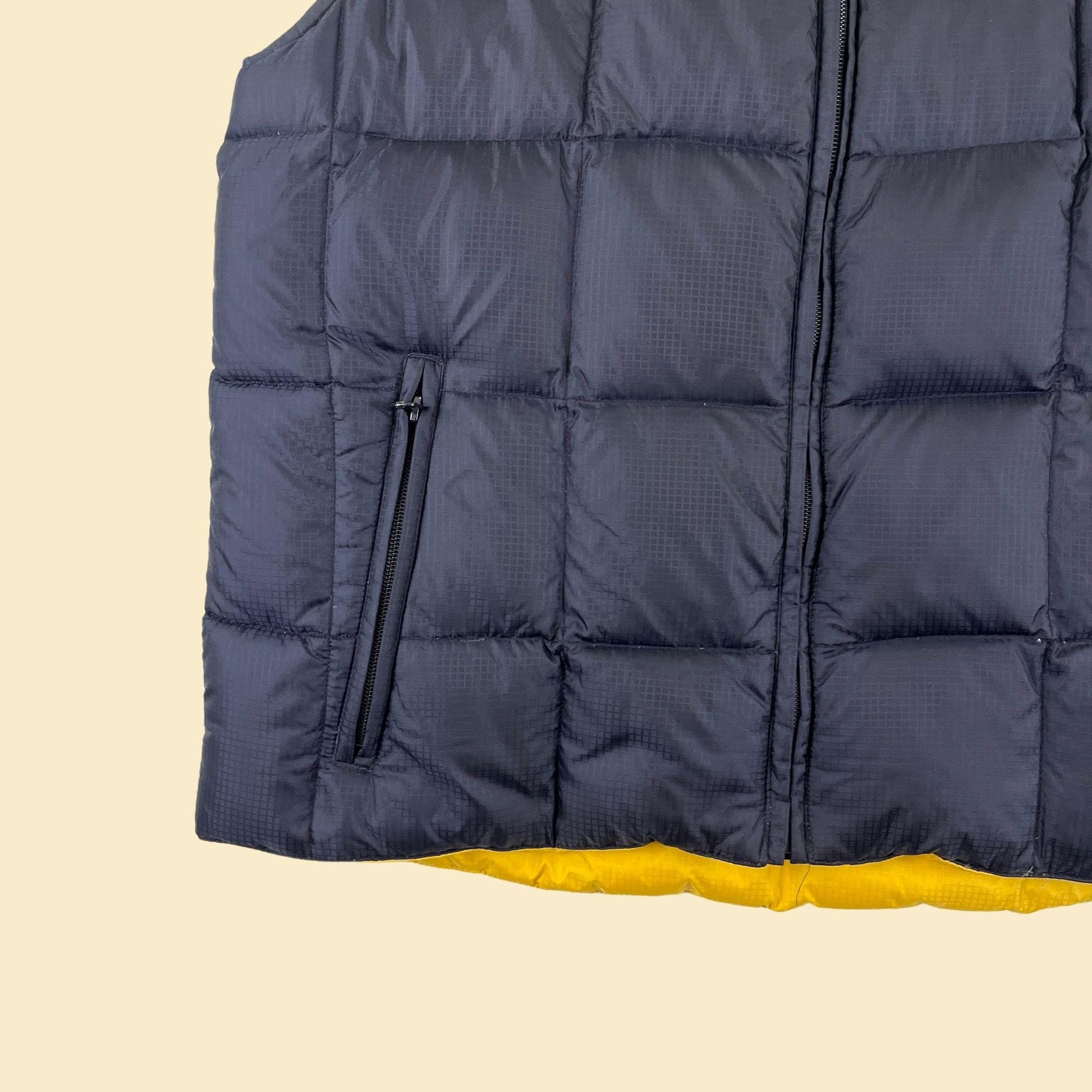 Y2K down filled vest by Lands' End, M 10/12 reversible blue & yellow puffer vest