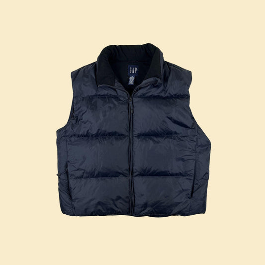 90s/Y2K GAP puffer vest, vintage XL down filled blue puffer sleeveless jacket