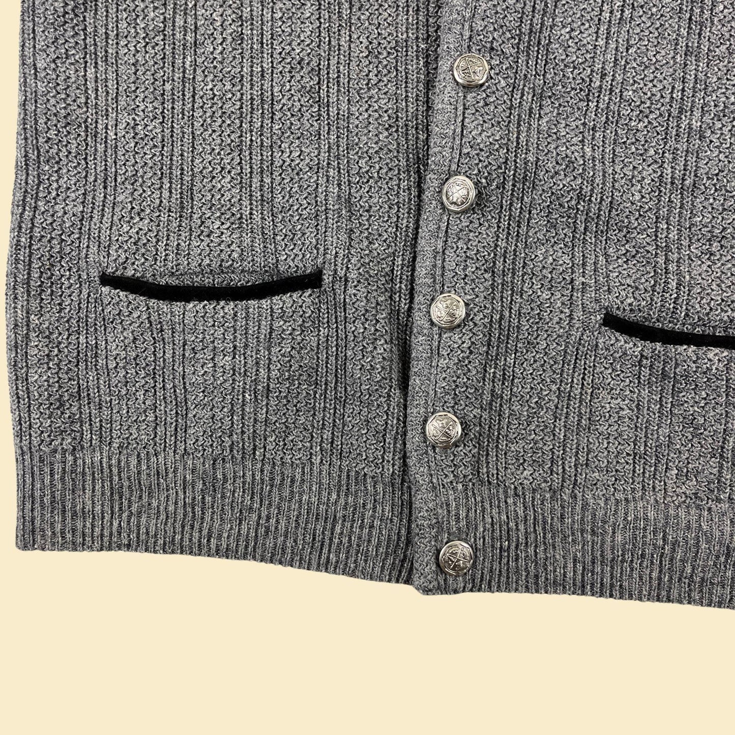 1970s XL grey cardigan by Puritan, vintage men's grey button down sweater