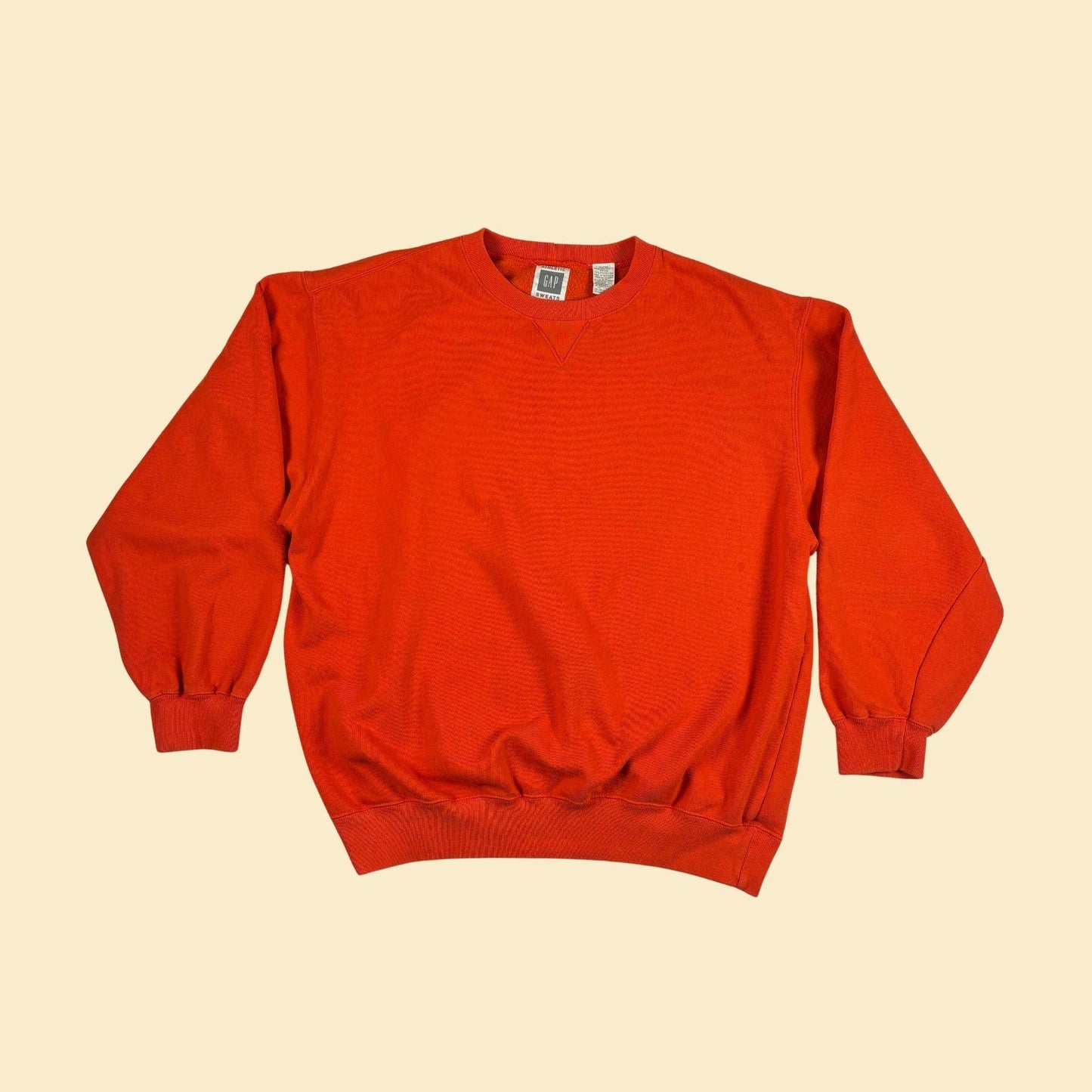 90s/Y2K GAP pullover L crewneck, vintage bright orange crew sweatshirt