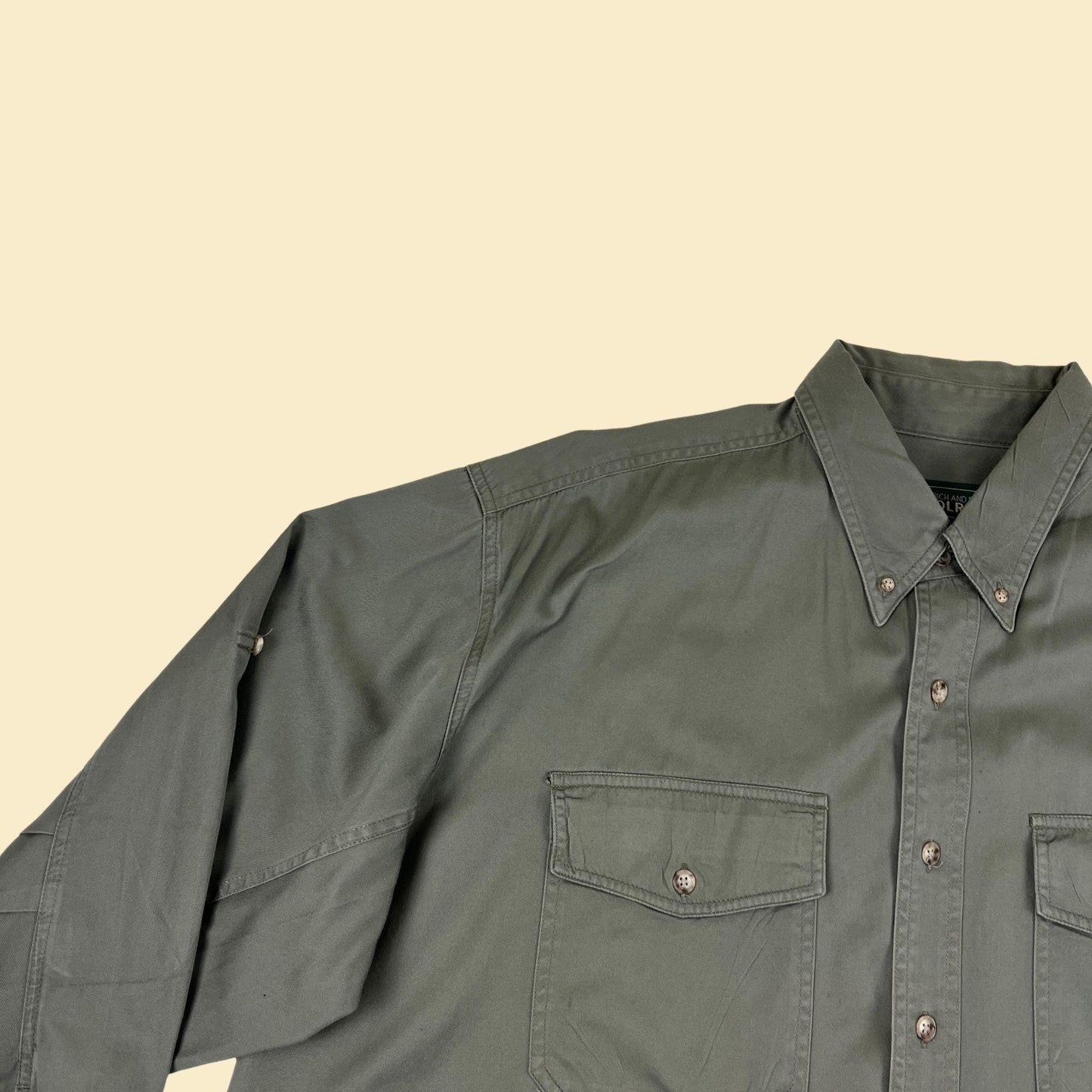 90s Woolrich & Ducks Unlimited 2XL grey (green-toned) button down vintage shirt