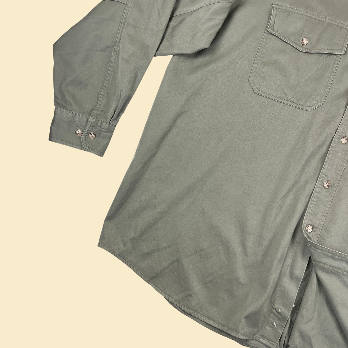 90s Woolrich & Ducks Unlimited 2XL grey (green-toned) button down vintage shirt