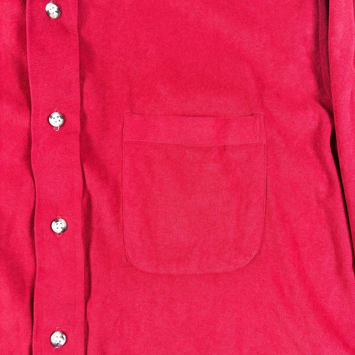 1970s red velour shirt by Persuade, vintage men's long sleeve lightweight