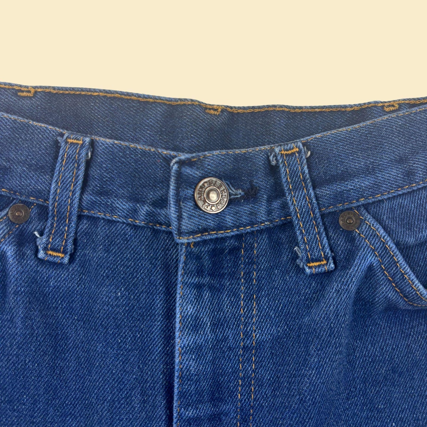 70s/80s bootcut men's 34x39 jeans by Plain Pockets (JCPenney), vintage men's blue denim pants