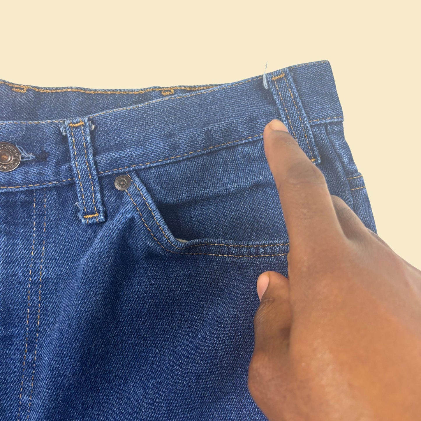 70s/80s bootcut men's 34x39 jeans by Plain Pockets (JCPenney), vintage men's blue denim pants