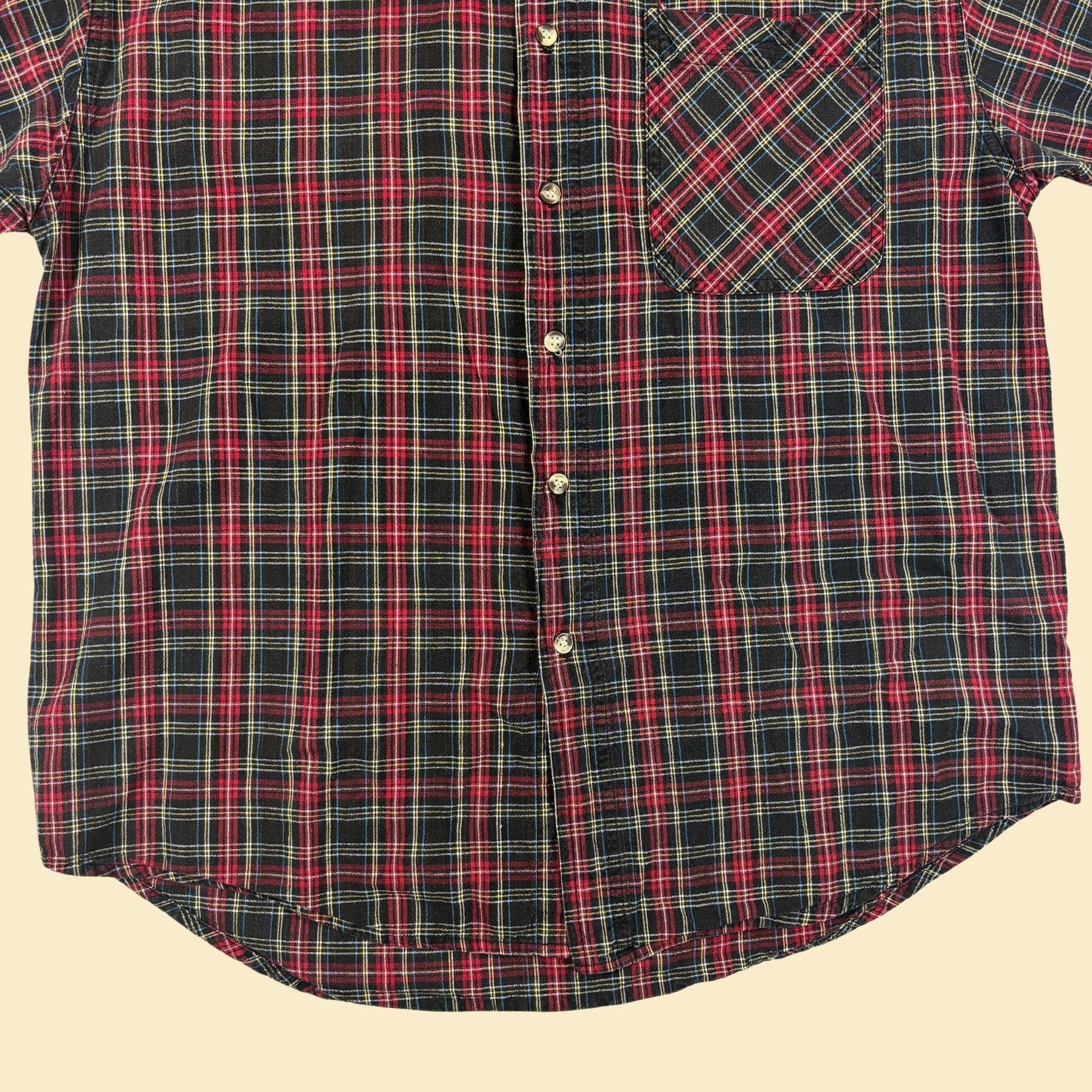 90s/Y2K Abercrombie & Fitch M men's shirt, vintage men's black/red plaid button down top