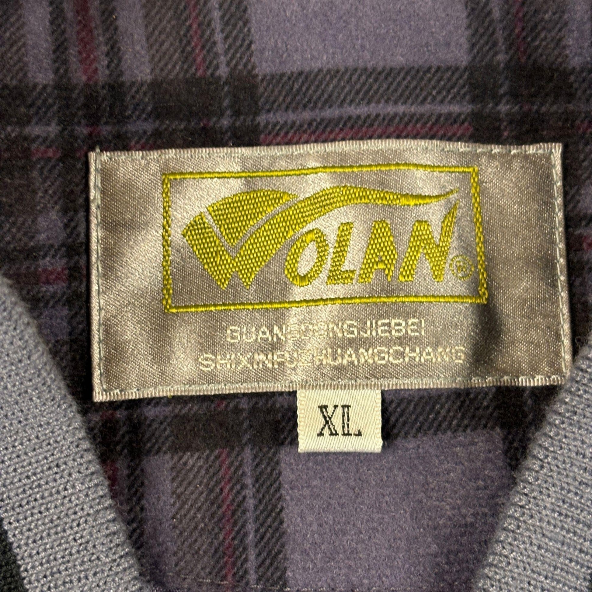 1990s XL blue & grey windbreaker jacket by Wolan, vintage plaid bomber jacket w/ knit trim