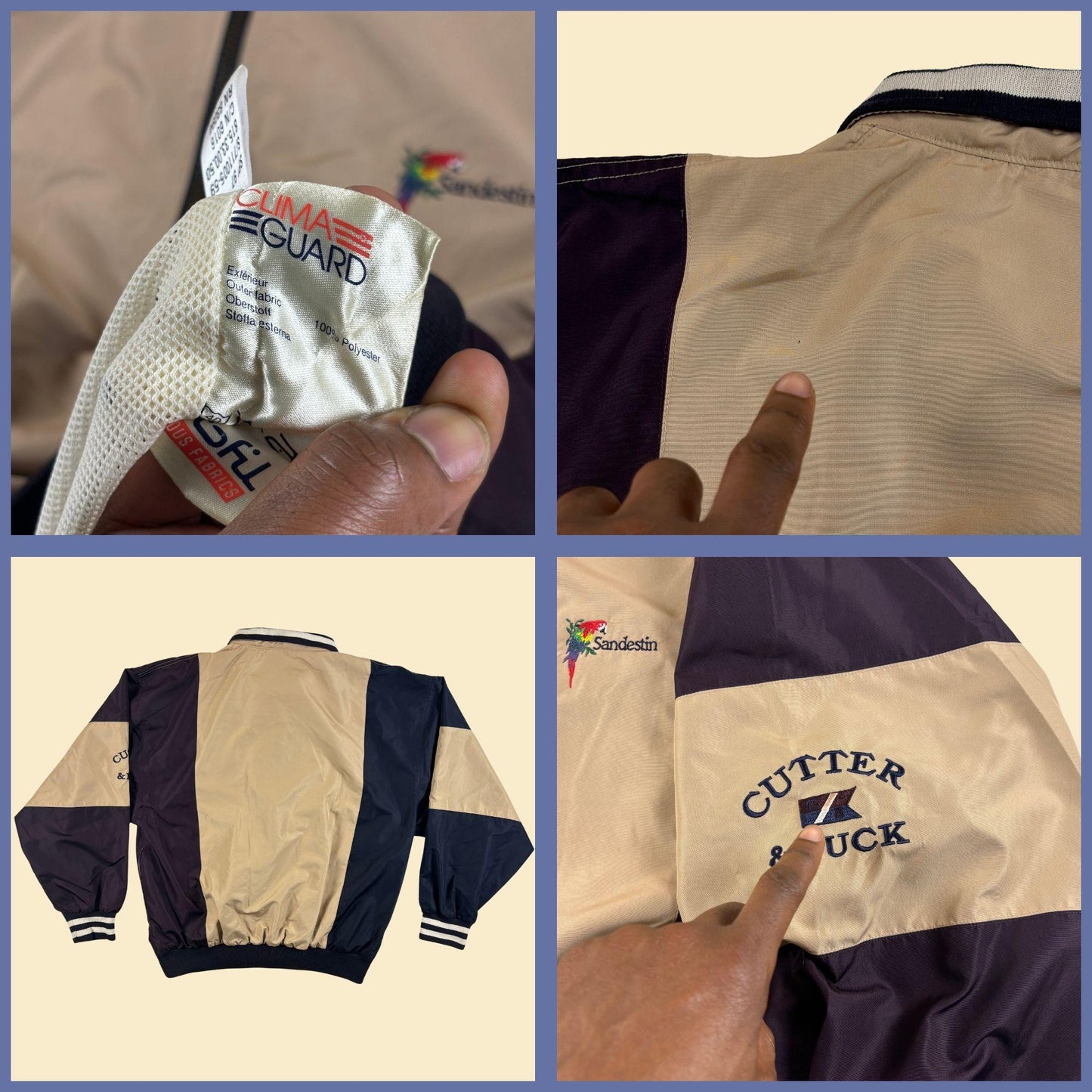 90s/Y2K purple & beige windbreaker jacket, vintage Sandestin Florida half zip pullover