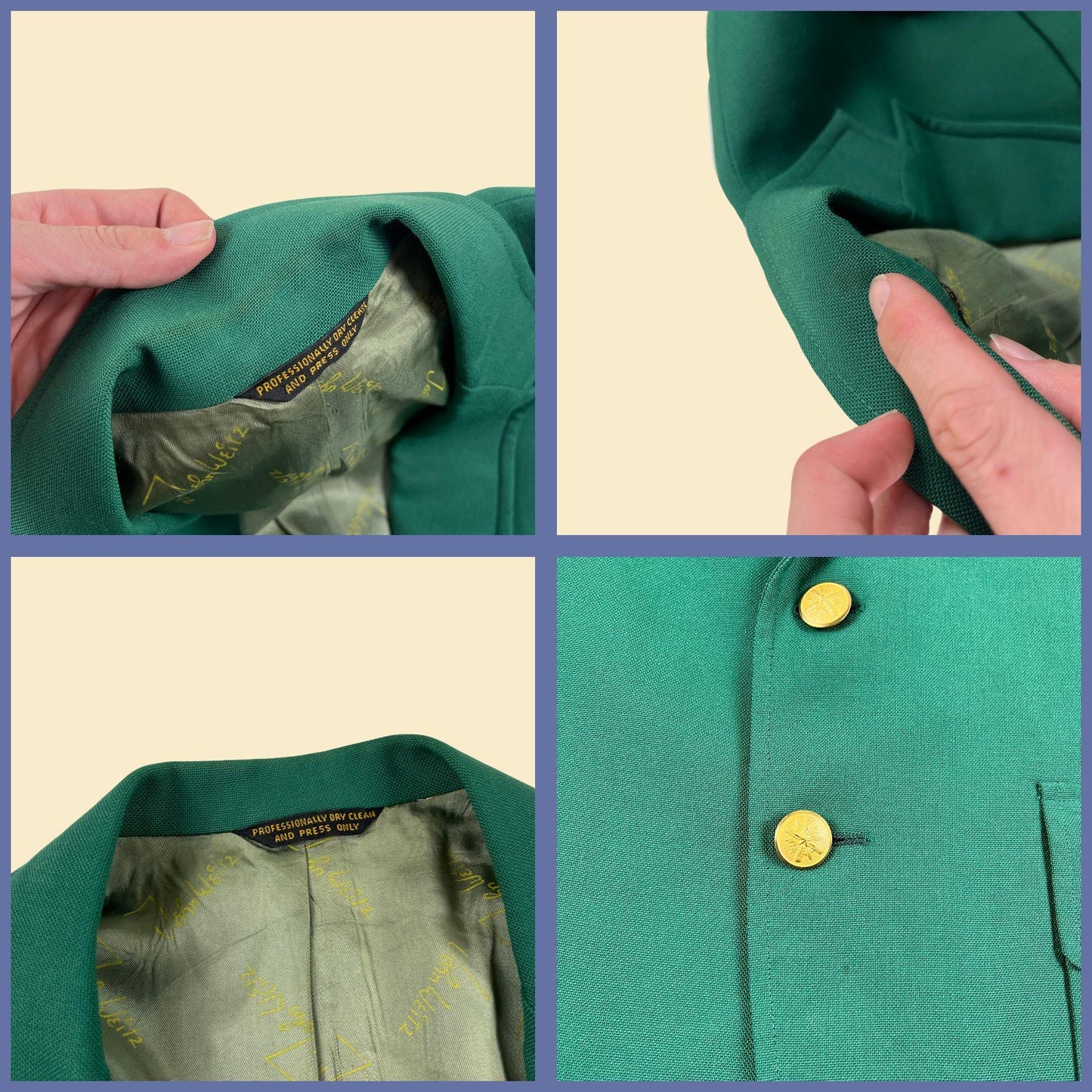 1970s green sports coat by John Weitz for Belk Simpson Co, vintage size 45 (est.) men's blazer jacket