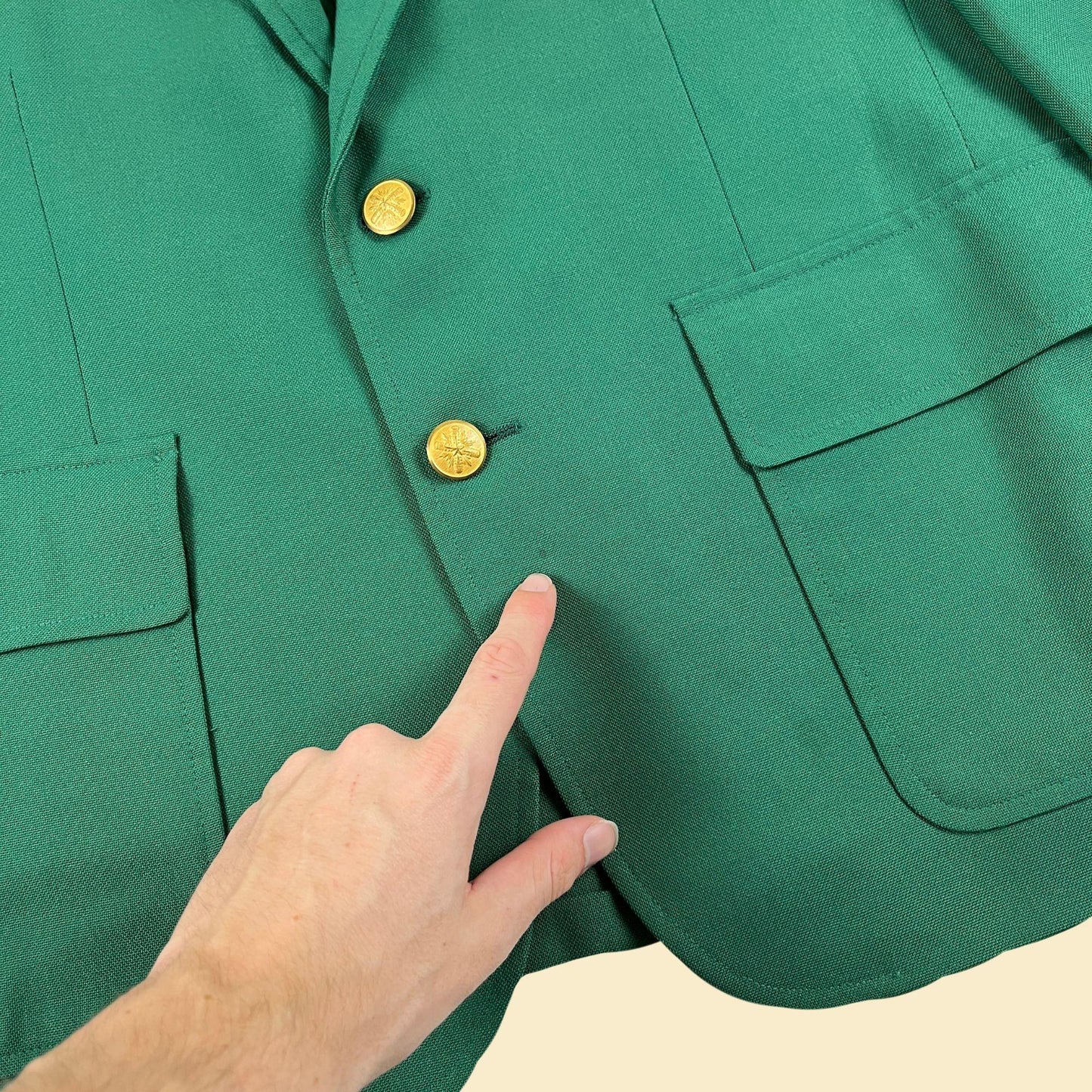 1970s green sports coat by John Weitz for Belk Simpson Co, vintage size 45 (est.) men's blazer jacket