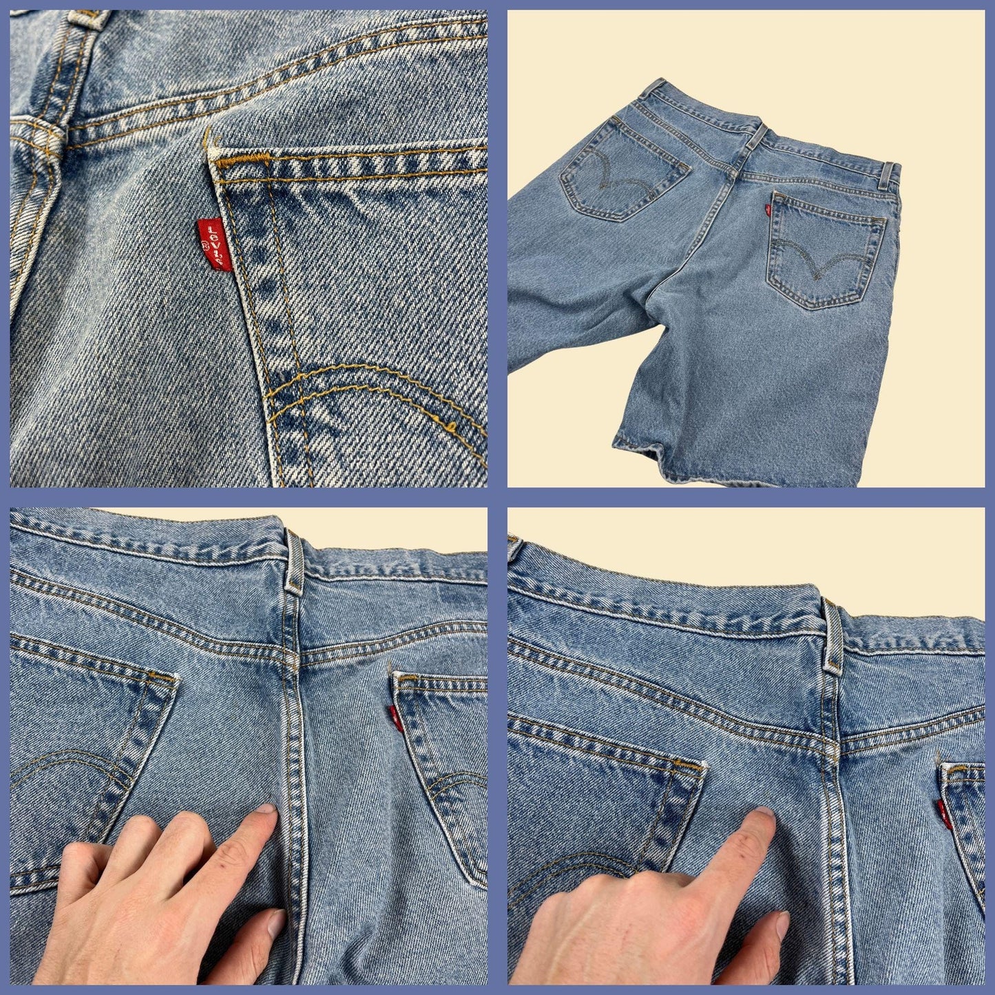 Y2K Levi's 550 denim shorts, size 36 vintage 2000s light wash men's jeans shorts