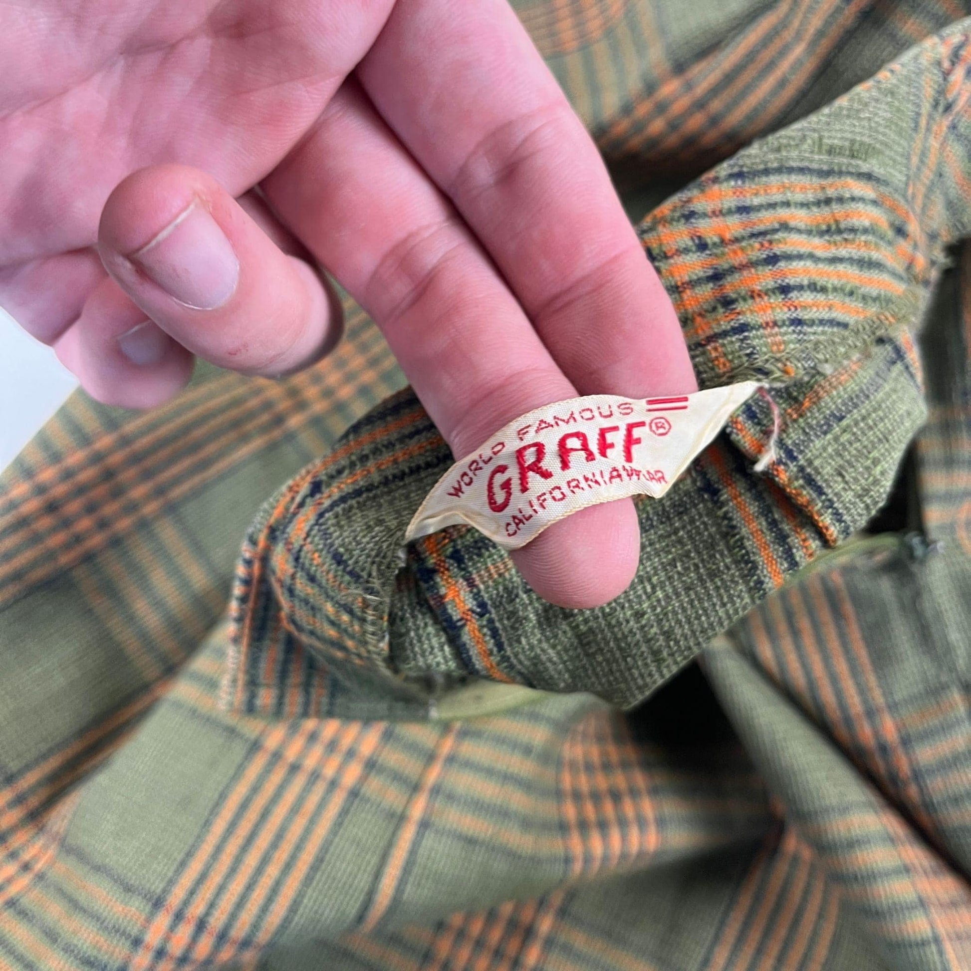 1960s plaid skirt suit by Graff Californiawear, vintage plaid olive & rust orange 2-piece set