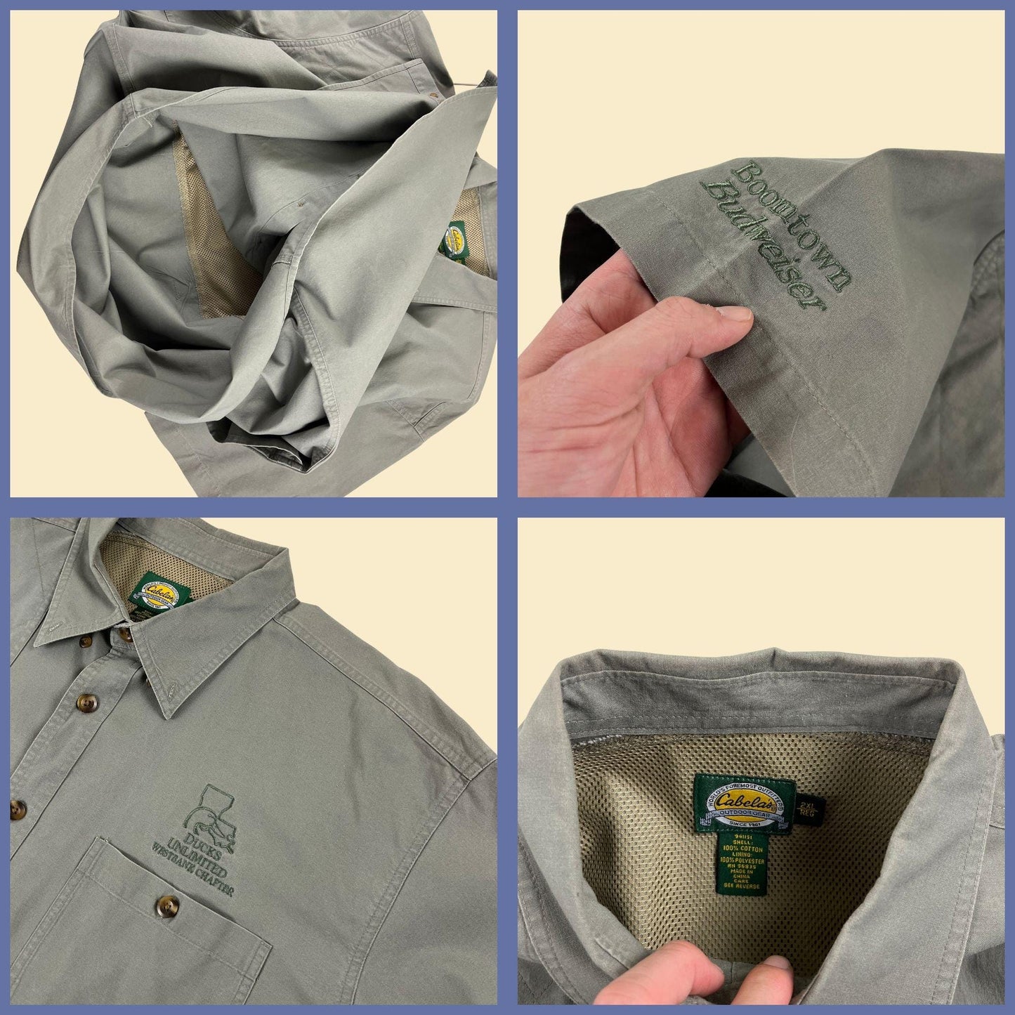 2000s Cabela's 2XL shirt, vintage Y2K Duck's Unlimited grey hunting-style button down top