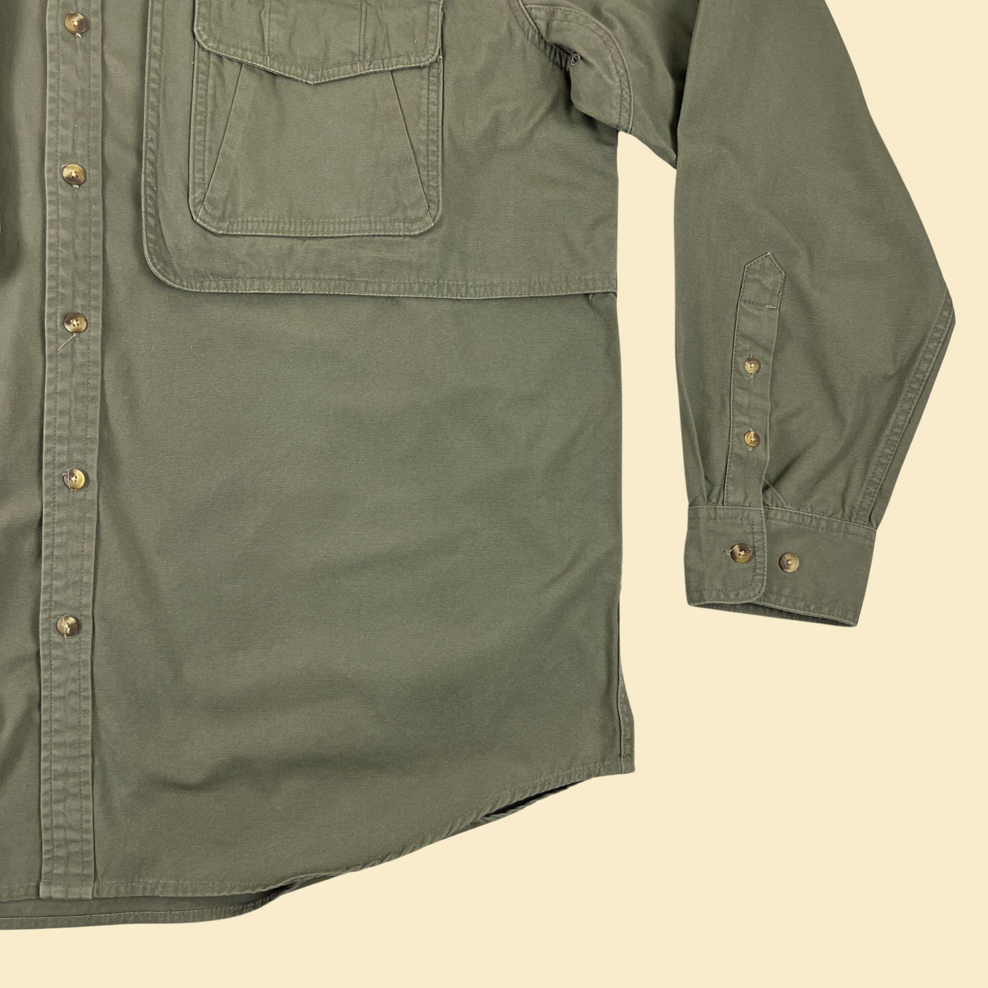 1990s Gander Mountain XL shirt, vintage olive green button down outdoors/hunting button down long sleeve