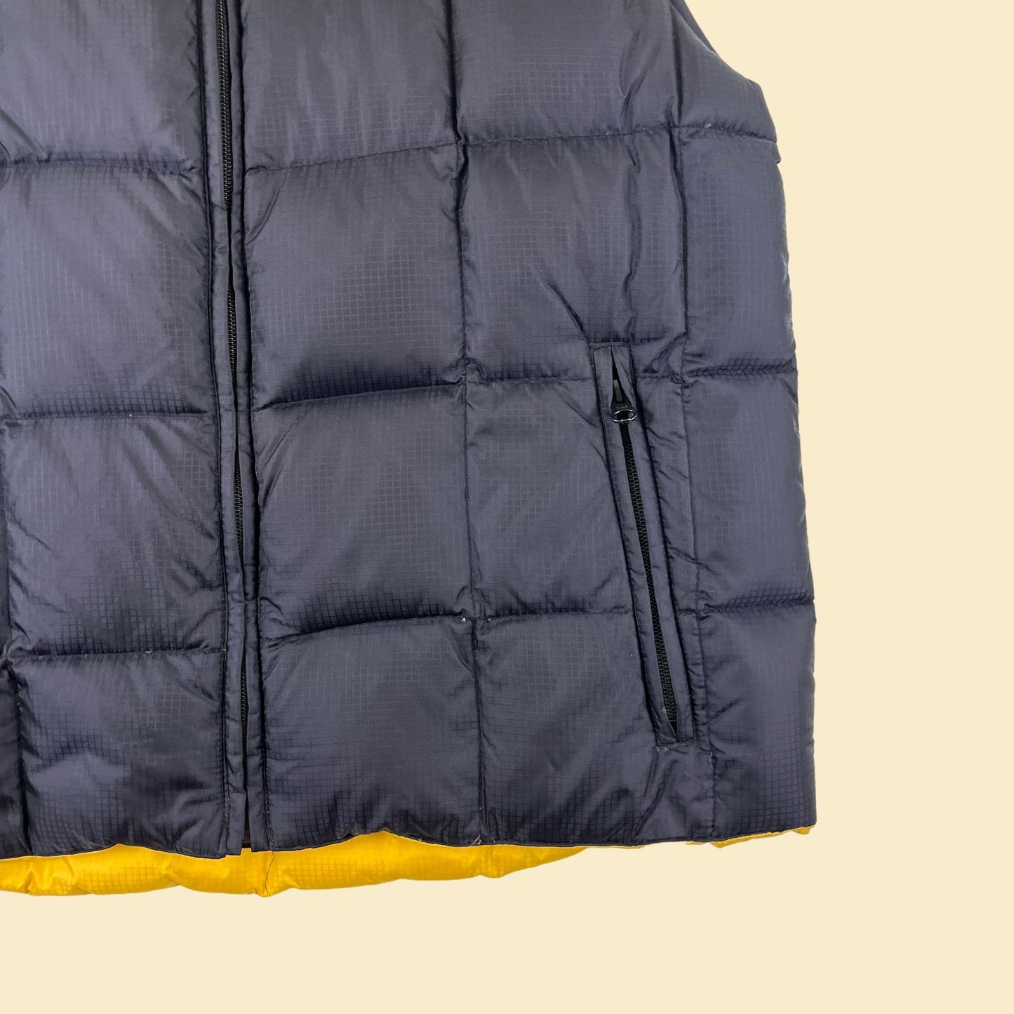 Y2K down filled vest by Lands' End, M 10/12 reversible blue & yellow puffer vest