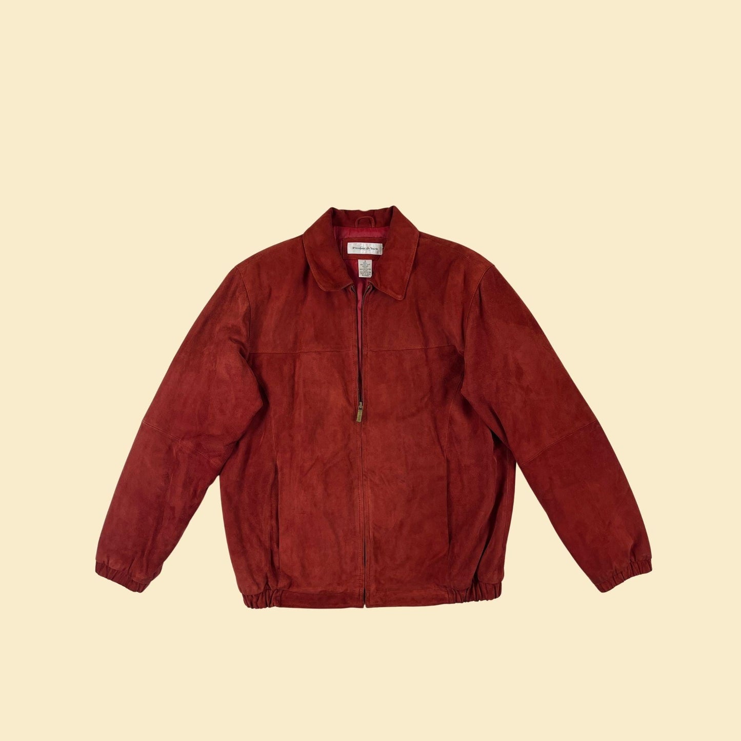 90s/Y2K goat leather jacket, vintage women's S zip up burgundy red jacket by Preston & York