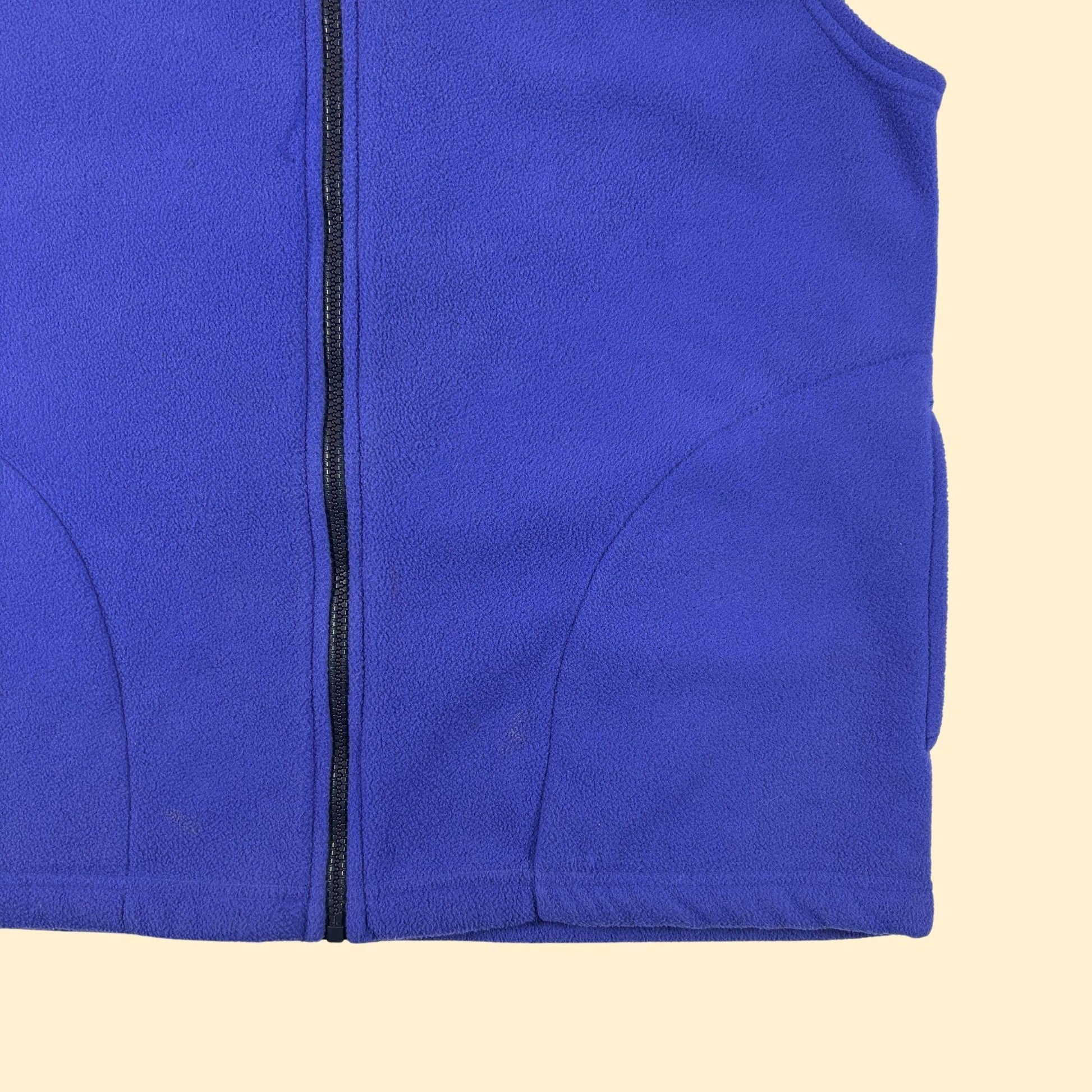 90s Alaska fleece vest, vintage M to L blue zip up fleece vest