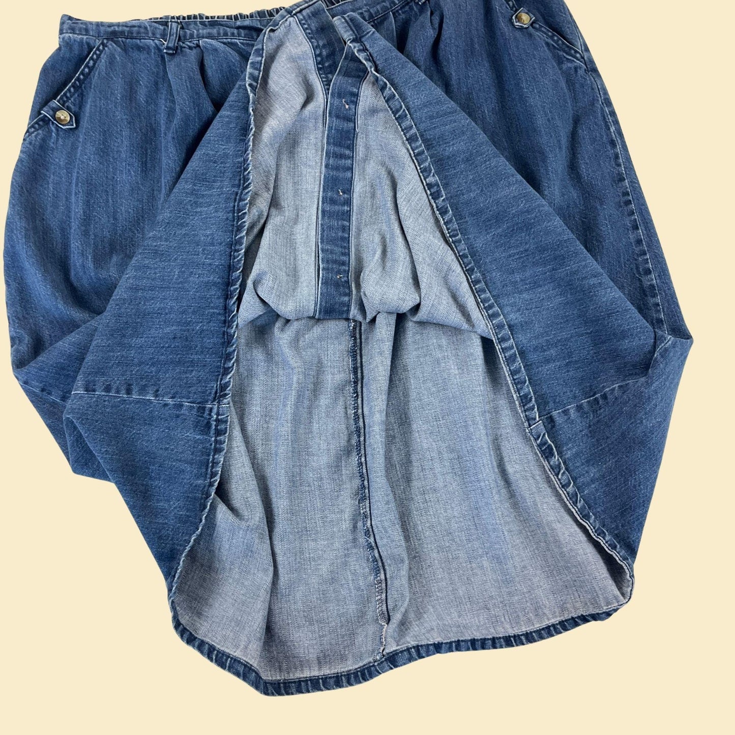 90s/Y2K denim 28W skirt by Anthony Richards, vintage jean button up midi to maxi skirt