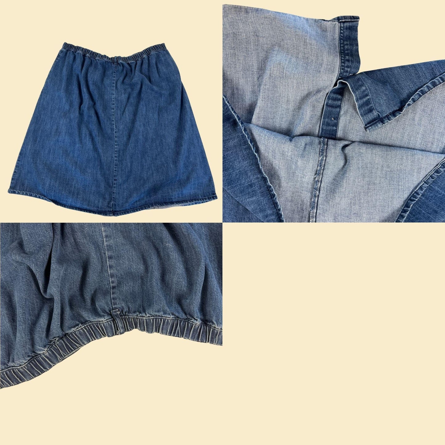 90s/Y2K denim 28W skirt by Anthony Richards, vintage jean button up midi to maxi skirt