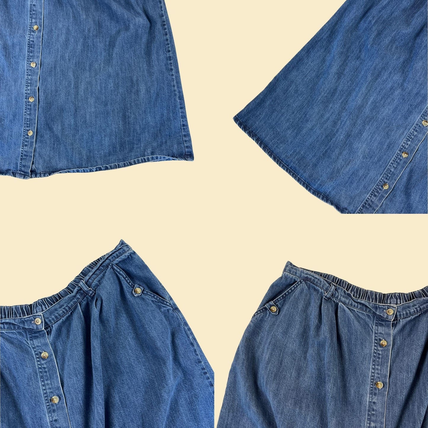 90s/Y2K denim 28W skirt by Anthony Richards, vintage jean button up midi to maxi skirt