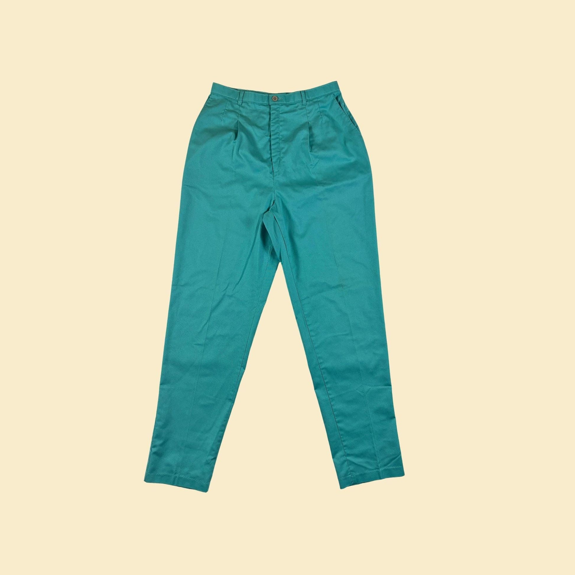 Levi's 1990s size 14 teal highrise pants, vintage Levi's Travelers pleated women's slacks, USA made