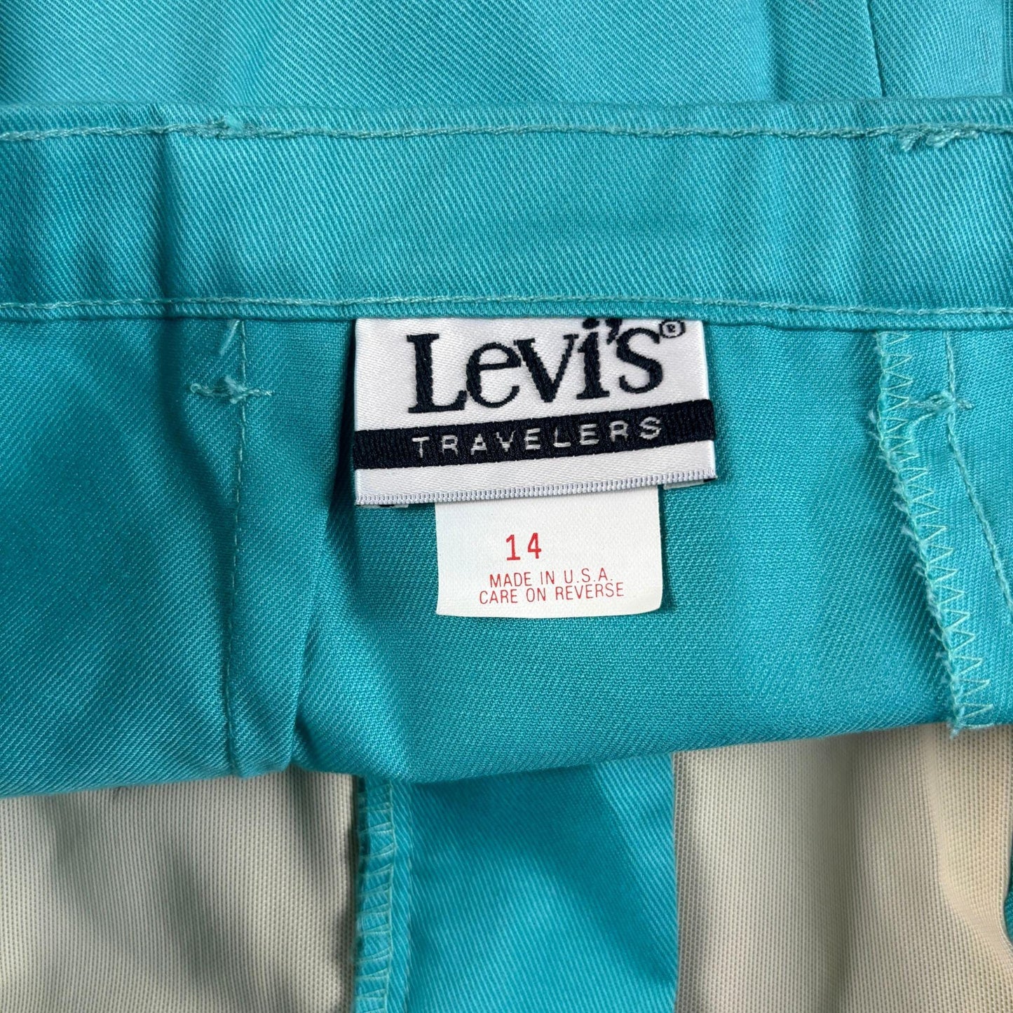 Levi's 1990s size 14 teal highrise pants, vintage Levi's Travelers pleated women's slacks, USA made