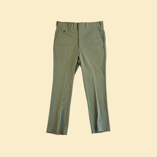 1970s light green men's pants by Kings Road Sears, size 38 men's vintage straight leg pastel green slacks