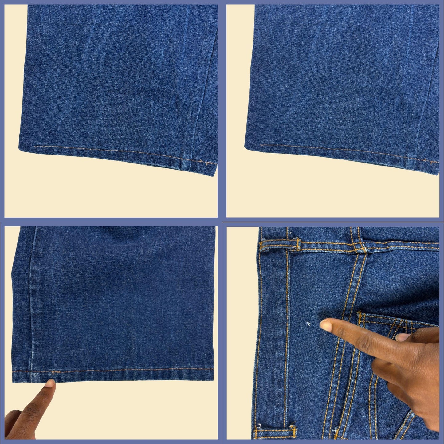 1970s denim pants by Points West, size 40x28 straight leg medium wash jeans