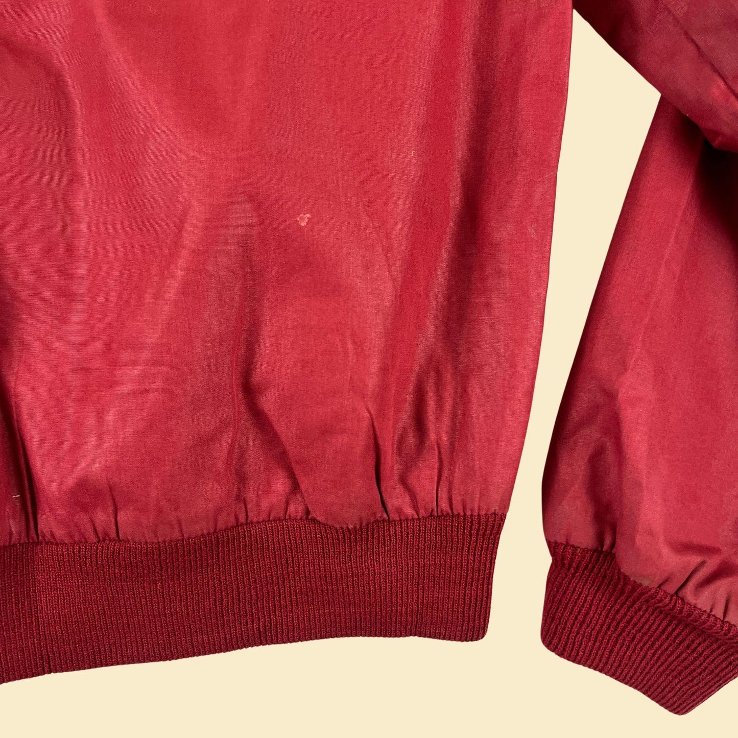 1970s burgundy windbreaker jacket by 2nd Look, vintage size L women's zip up bomber jacket