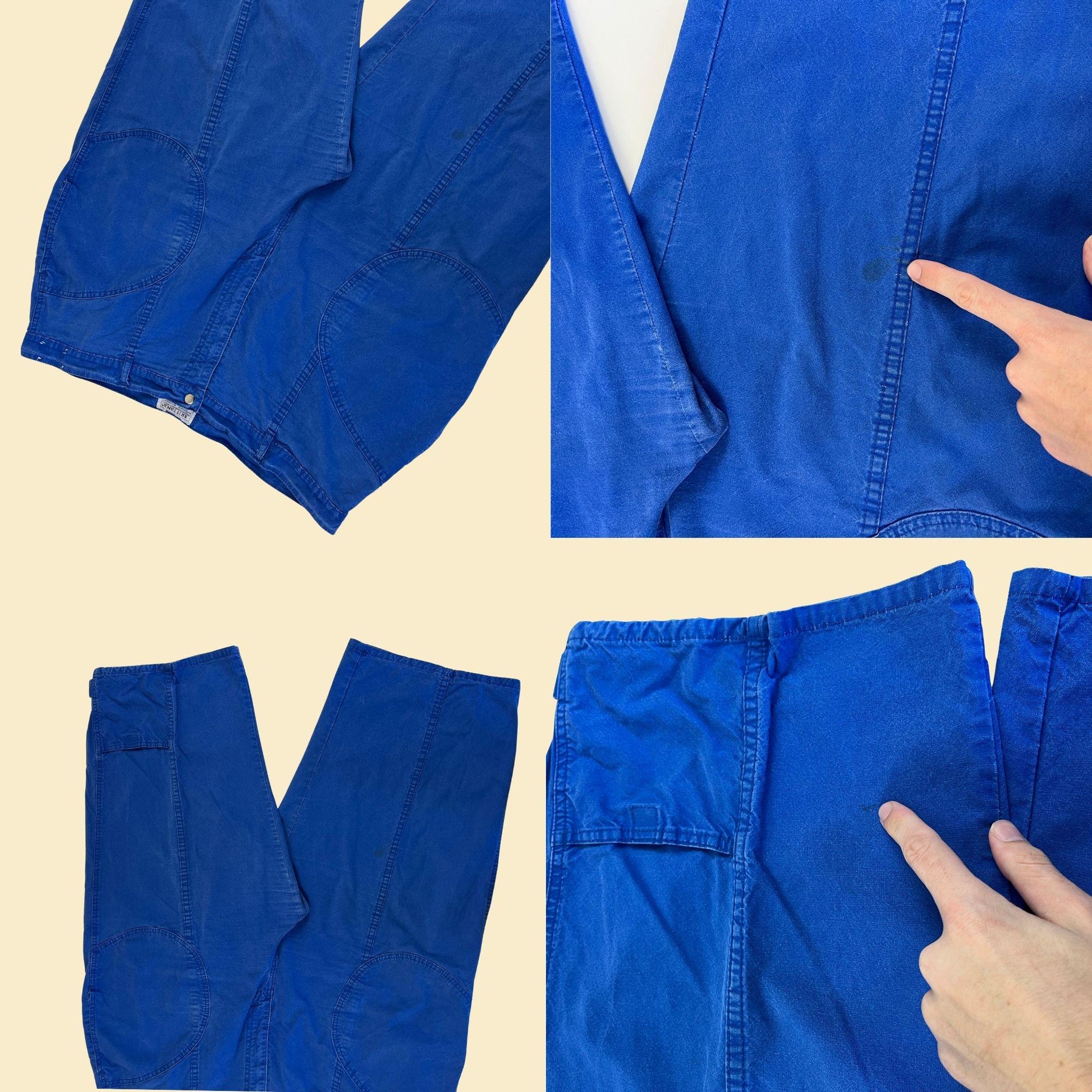 1970s blue cargo capris by Brittania, 42.5" waist women's 70s big pocket baggy pants